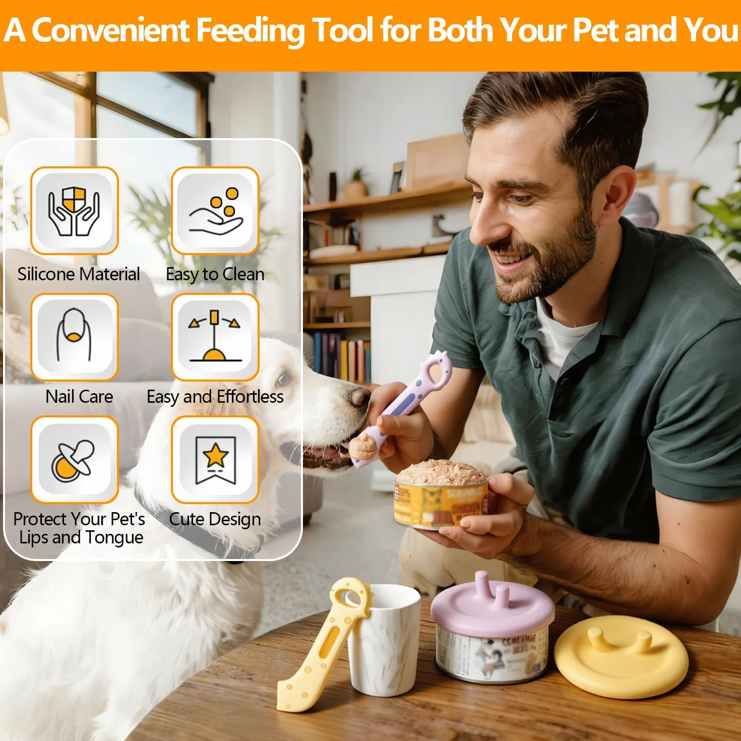 Couvercle Boite de Conserve Silicone Antidérapant D'étanchéité Ouverture Portable Ouvre-Boîte Multifonction pour Chats et Chiens