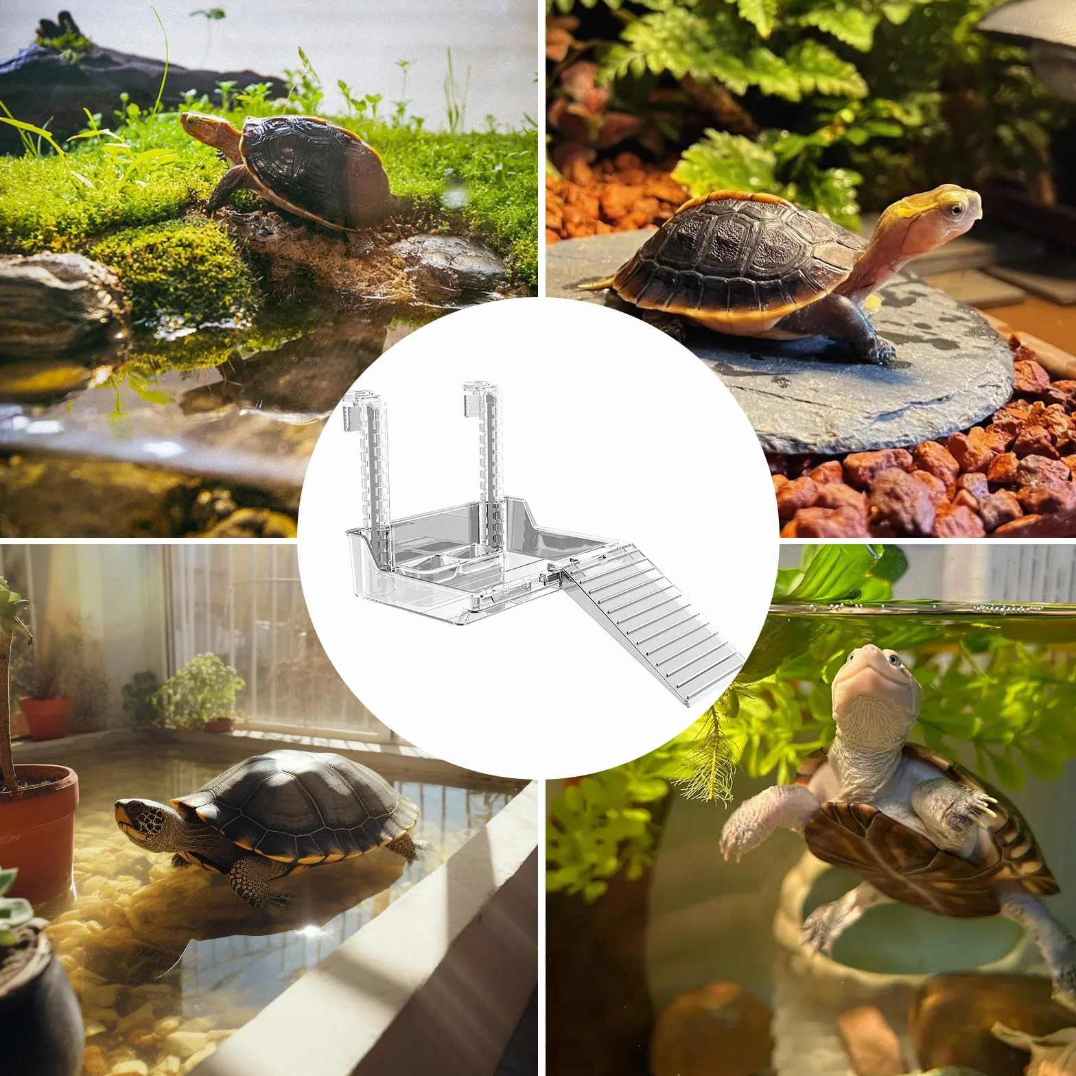 Plateforme Suspendue pour Tortues d'Eau - Accessoire Aquarium Réglable pour Petites Tortues Reptiles Animaux Aquatiques Taille M