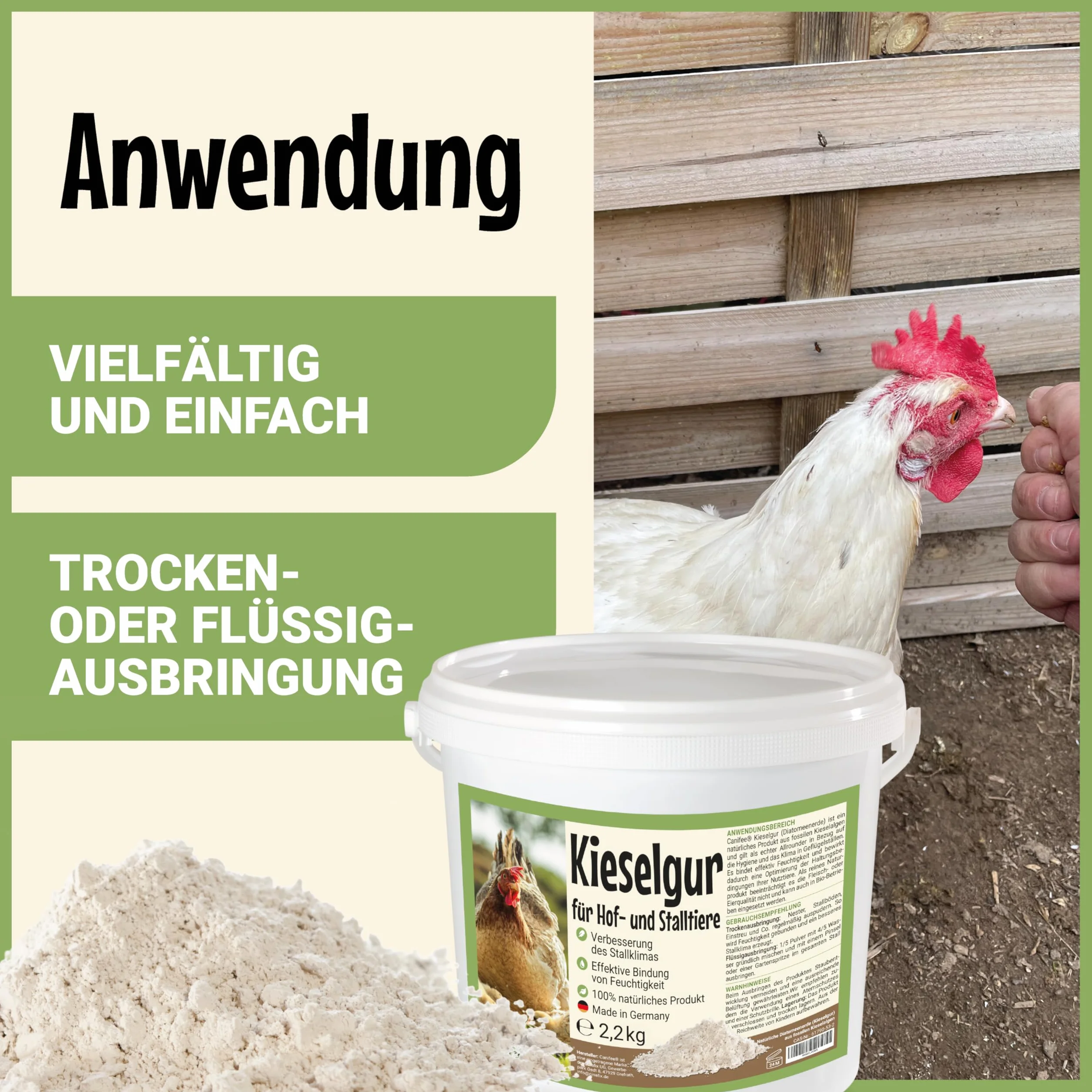 Poudre de terre de diatomée 2,2 kg pour poules et volailles – produit naturel d’entretien