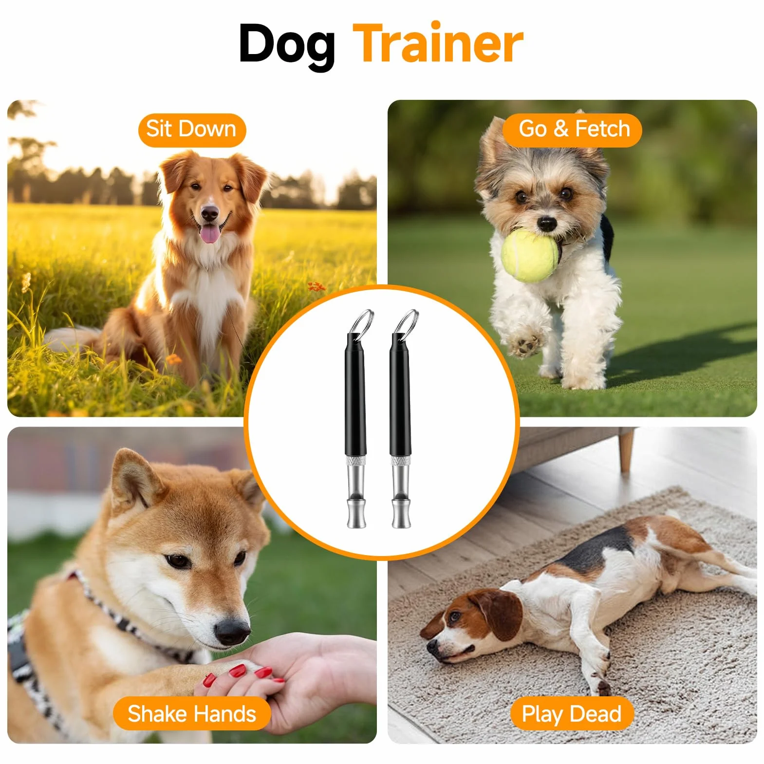 Sifflet Ultrason pour Chien, Sifflet de Dressage Haute Fréquence Réglable avec Lanière, Anti Aboiement Portable