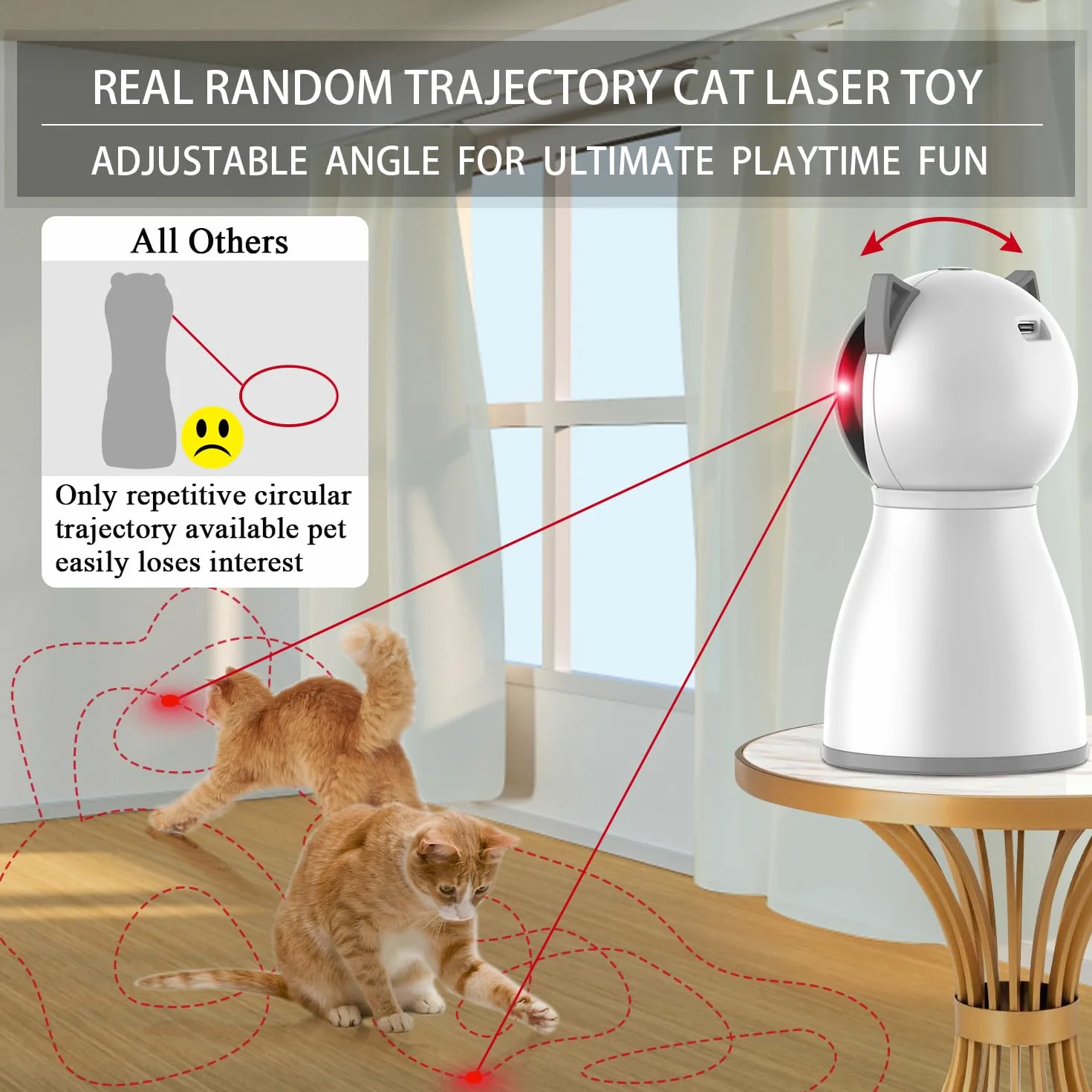 Petiepaw Jouet pour Chat Laser Automatique Rechargeable avec Trajectoire Aléatoire, Interactif pour Intérieur