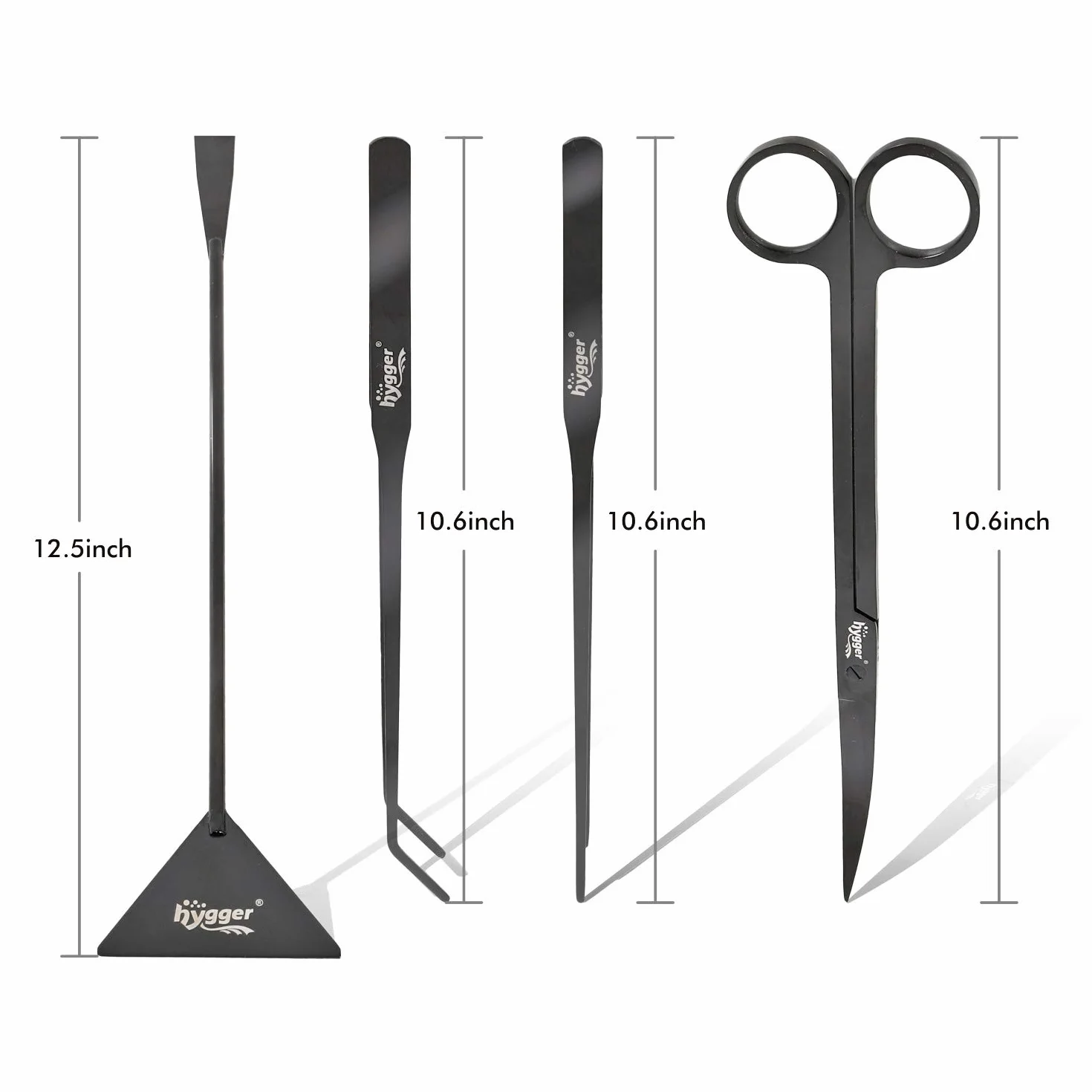 hygger Kit d'Aquarium en Acier Inoxydable, 4pces Pincettes Ciseaux Spatule avec Chiffon Nettoyage