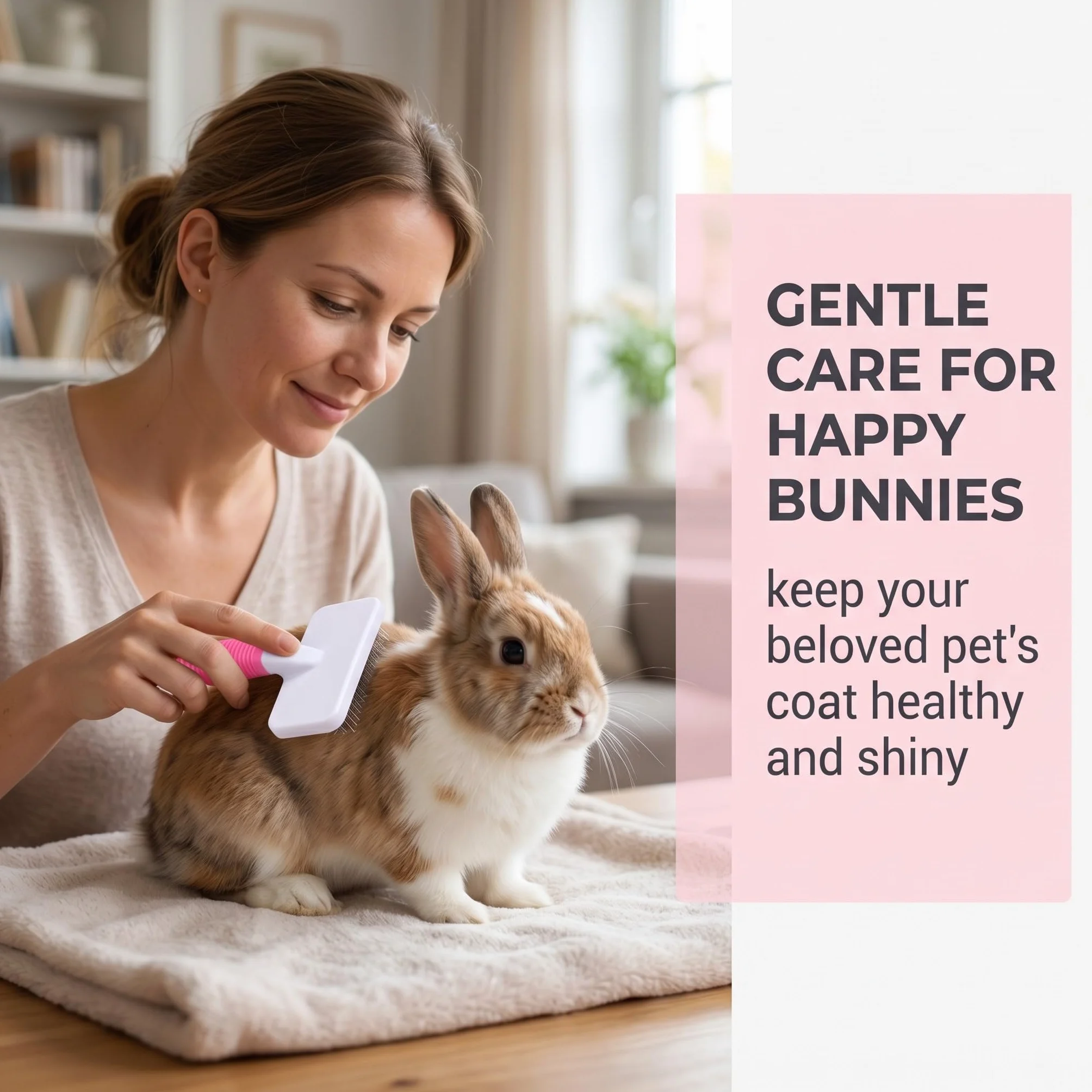 Ensemble de soins pour lapins 8 pièces rose – Accessoires pour lapins avec coupe ongle, lime, peigne anti-puces, brosse lapin, brosse de bain et gant de massage