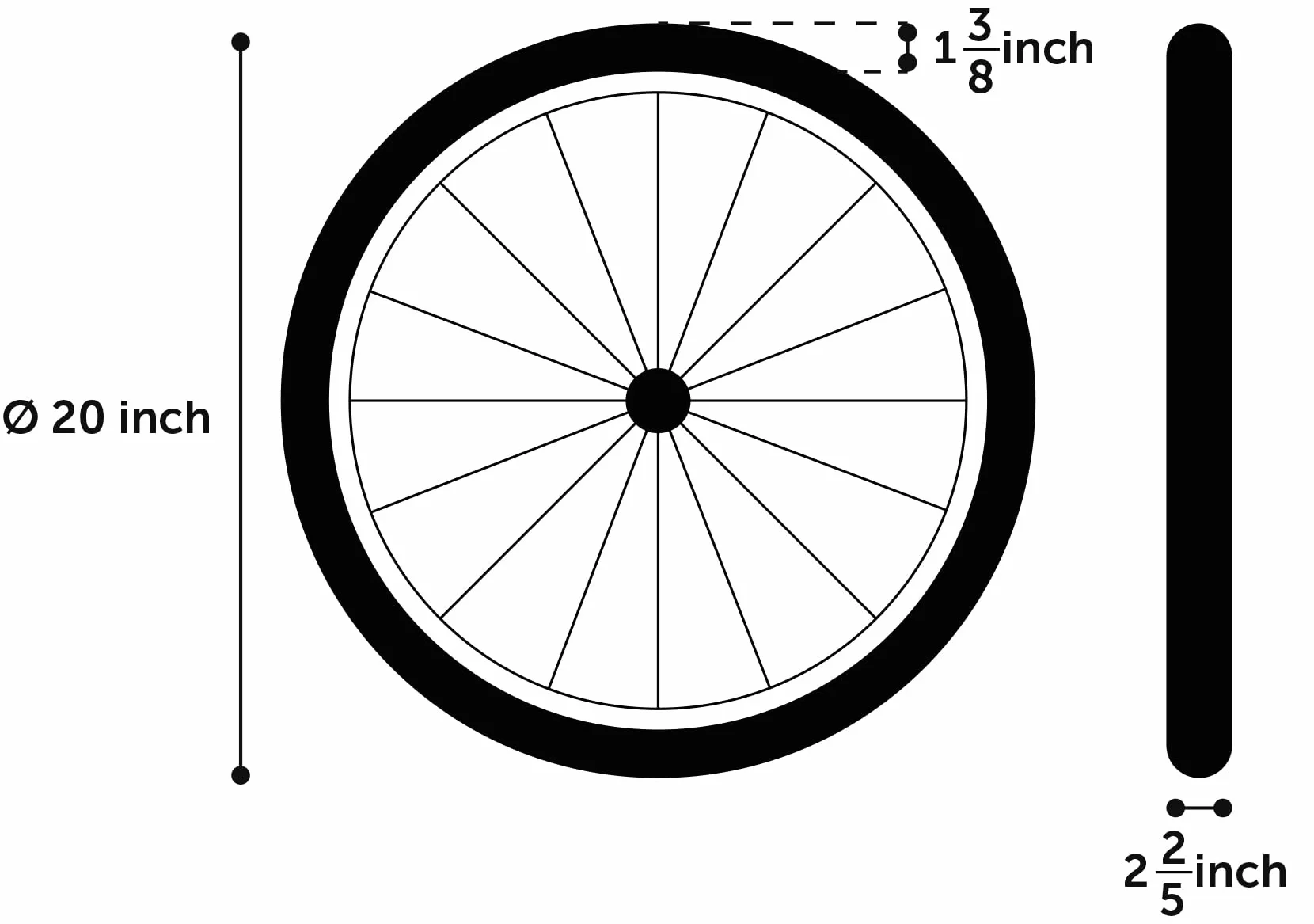Roue DE Rechange REMORQUE DE Velo REMCO 51CM/20INCH
