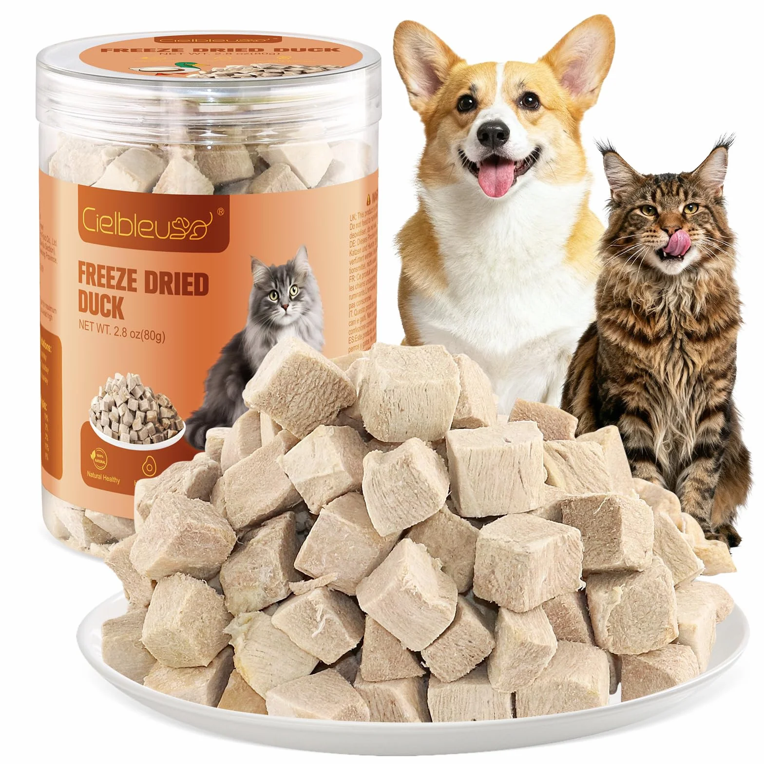 Friandises Lyophilisées au Canard pour Chats et Chiens, 100% Magret de Canard, Riche en Protéines, sans Gluten ni Céréales (80g)