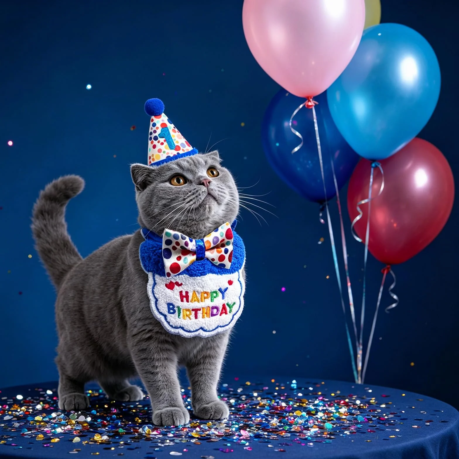 Lot de 4 chapeaux et bandanas pour chat avec nœud papillon réglable - Décorations de fête d'anniversaire pour animaux