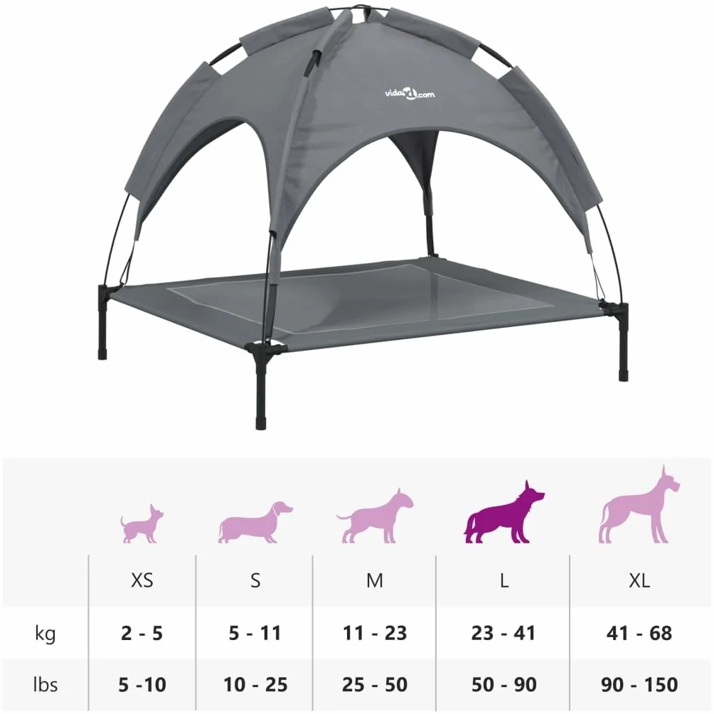 Lit pour Chien avec auvent Anthracite Tissu Oxford et Acier Articles pour Animaux de Compagnie Anthracite,172598