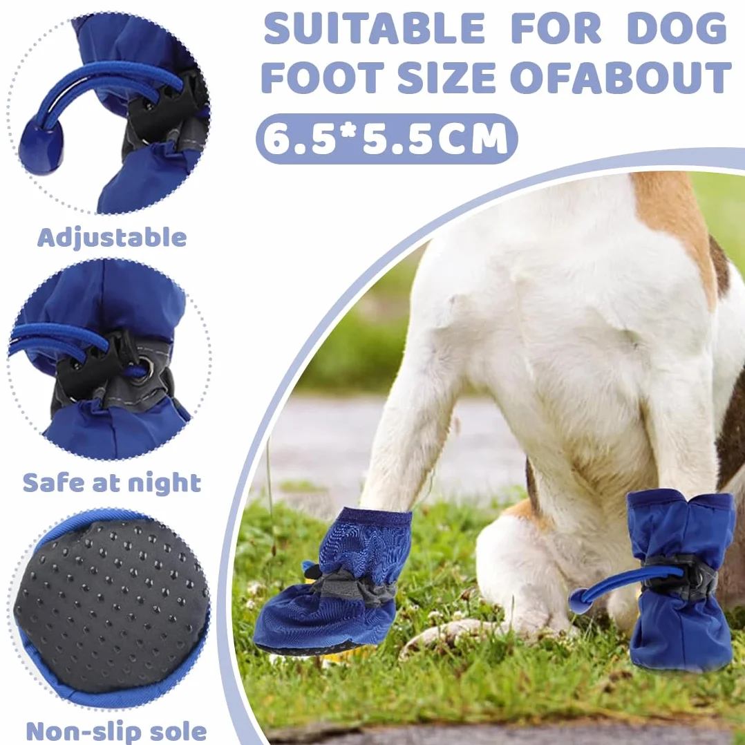 Lot de 4 Bottes Cana Paw Protector, Chaussettes Antidérapantes pour Chiens avec Sangles Réfléchissantes