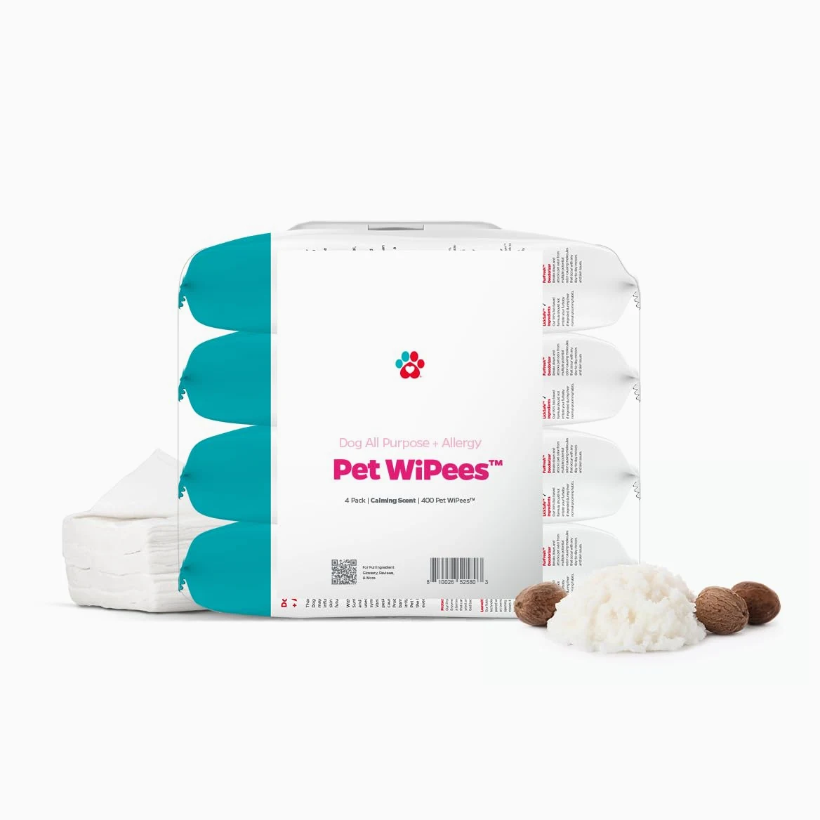 Pet Parents® Pet WiPees™ Lot de 4 lingettes tout usage pour chien + allergènes, lingettes pour chiens, lingettes pour chiots et pattes, grandes lingettes pour chiens (100 paquets de 4), apaisants)