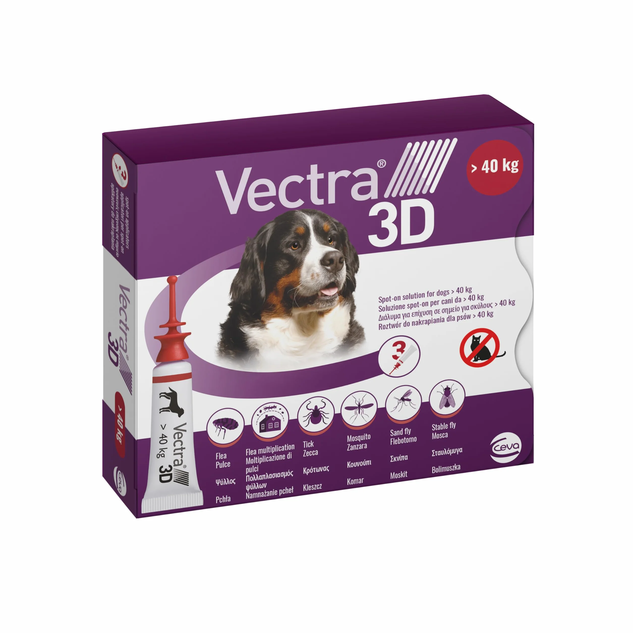 Vectra Vectra 3D Spot-on Solution 3 pipettes 8 ML pour Chiens 40 kg Rouge