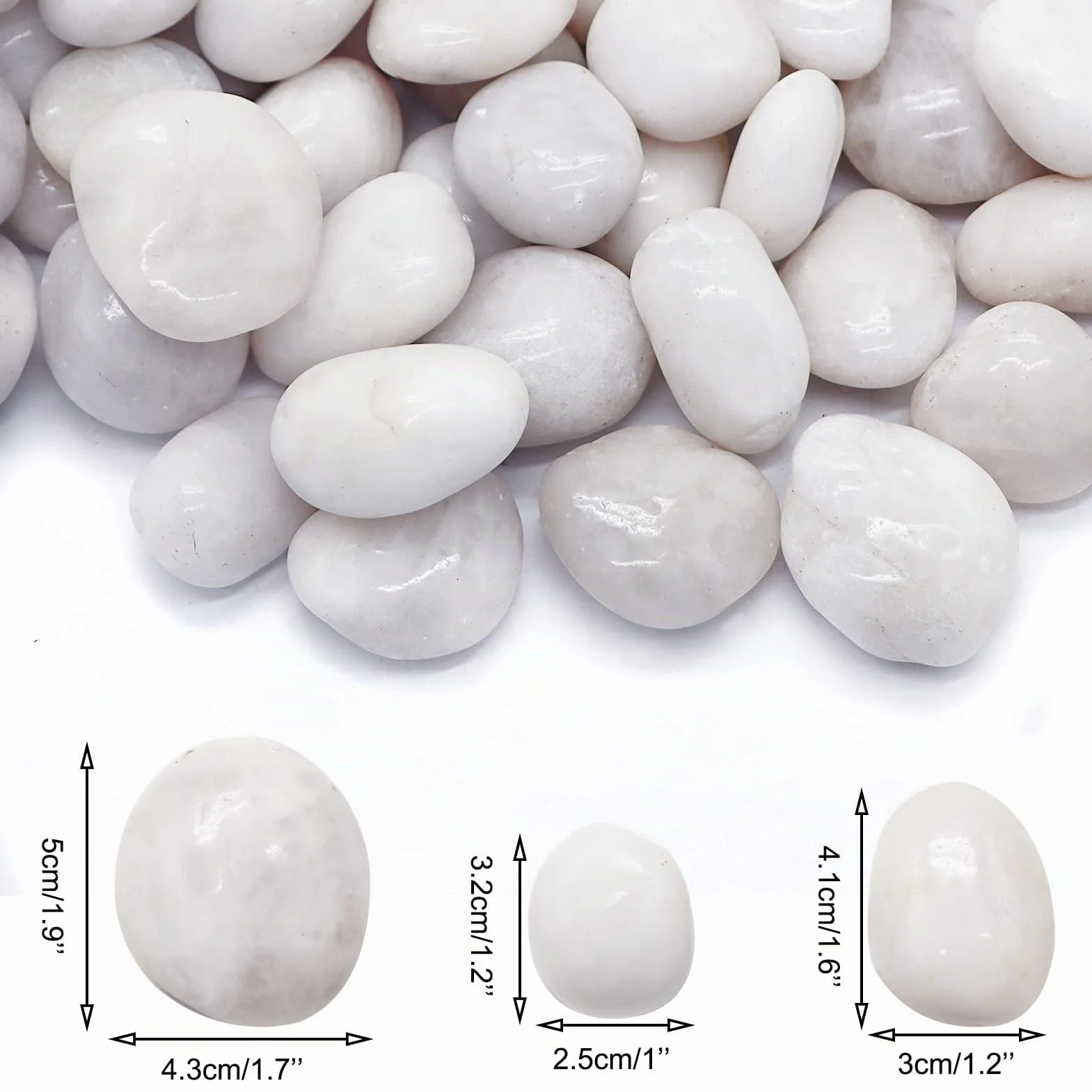 1 kg de galets blancs décoratifs naturels polis pour plantes, décoration d'intérieur, gravier d'aquarium, remplissage de vase, jardin féérique, aménagement paysager extérieur