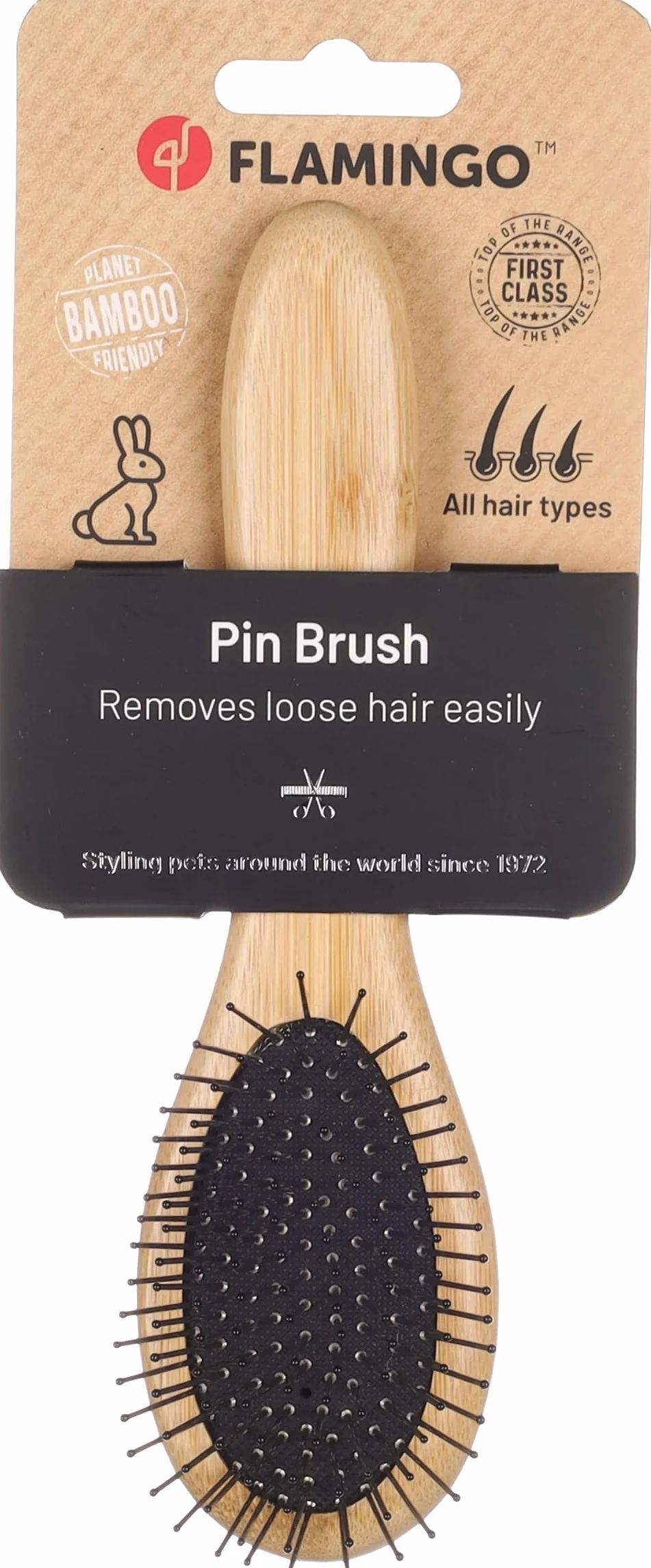 Brosse Rongeur Babu B flamingo - Brosse petits animaux bambou à picots
