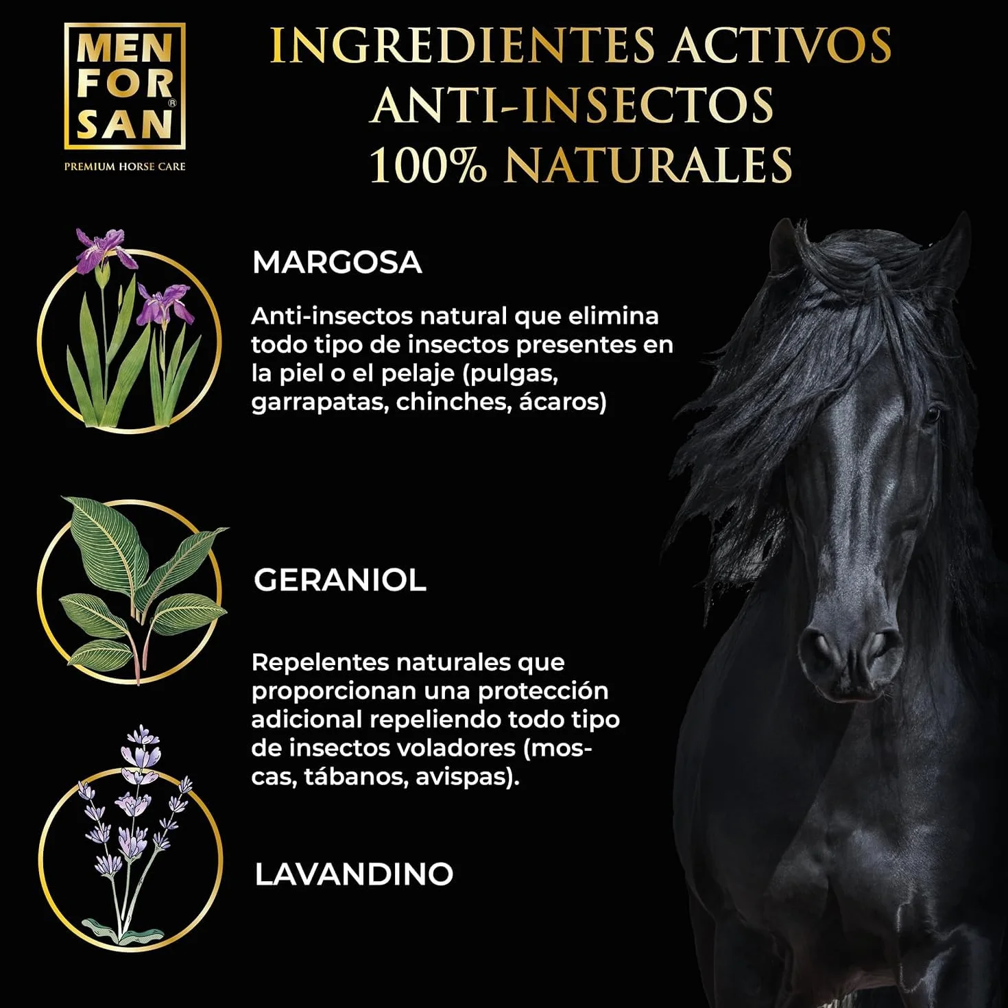MENFORSAN Shampooing Répulsif Chevaux 1L Citronnelle Insectes