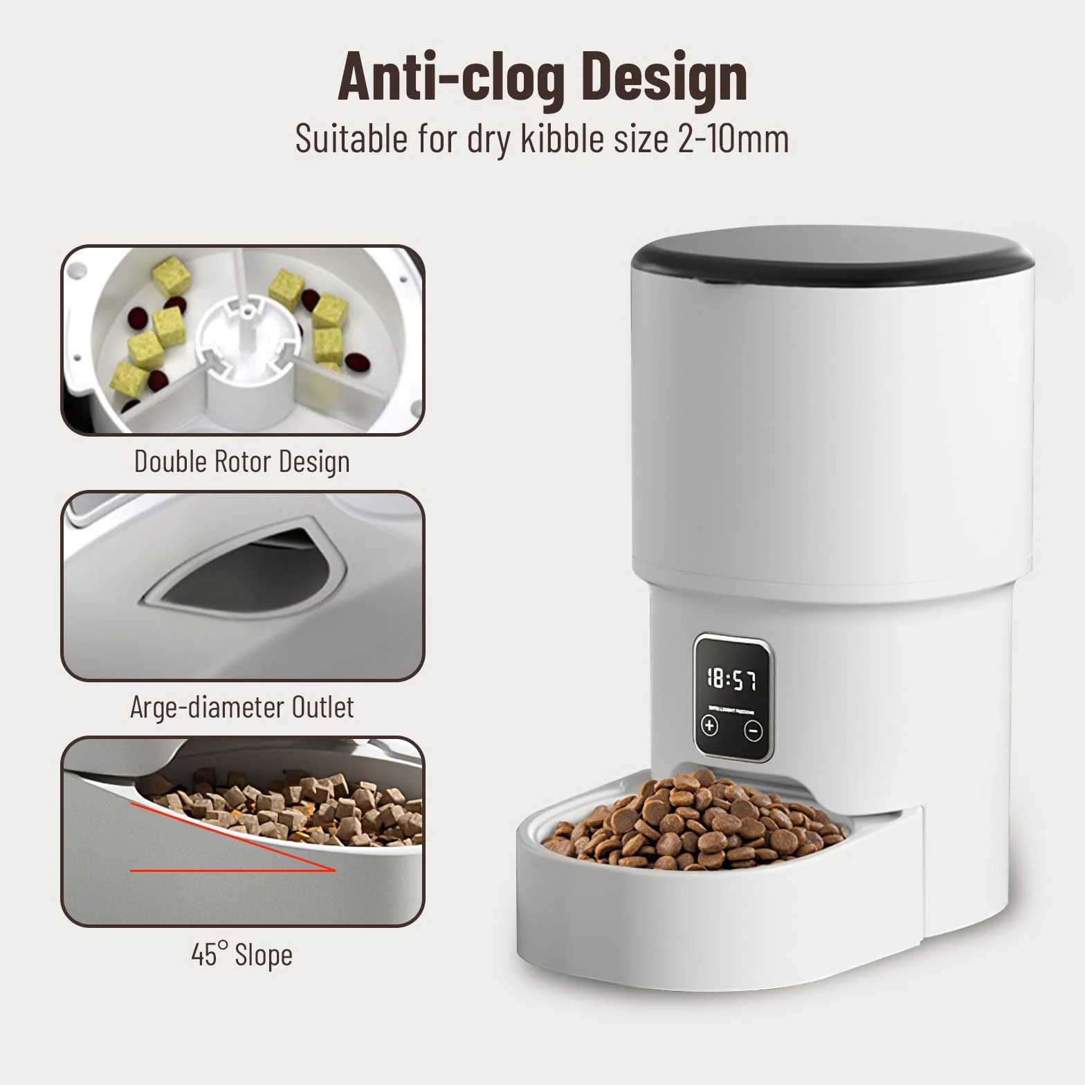 Distributeur Croquettes Chat Automatique 4L Minuterie Programmable 1-6 Repas