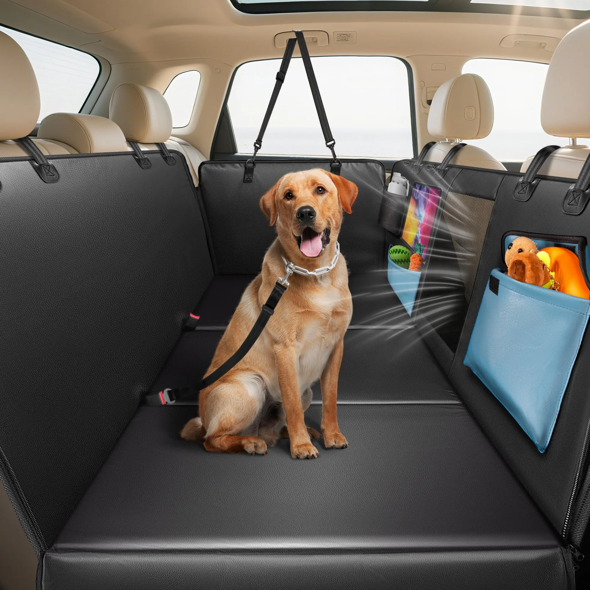 Couverture pour Chien Voiture Siège Arrière Imperméable Anti-Rayures Protection Latérale Fenêtre de Visualisation SUV Petits Camions