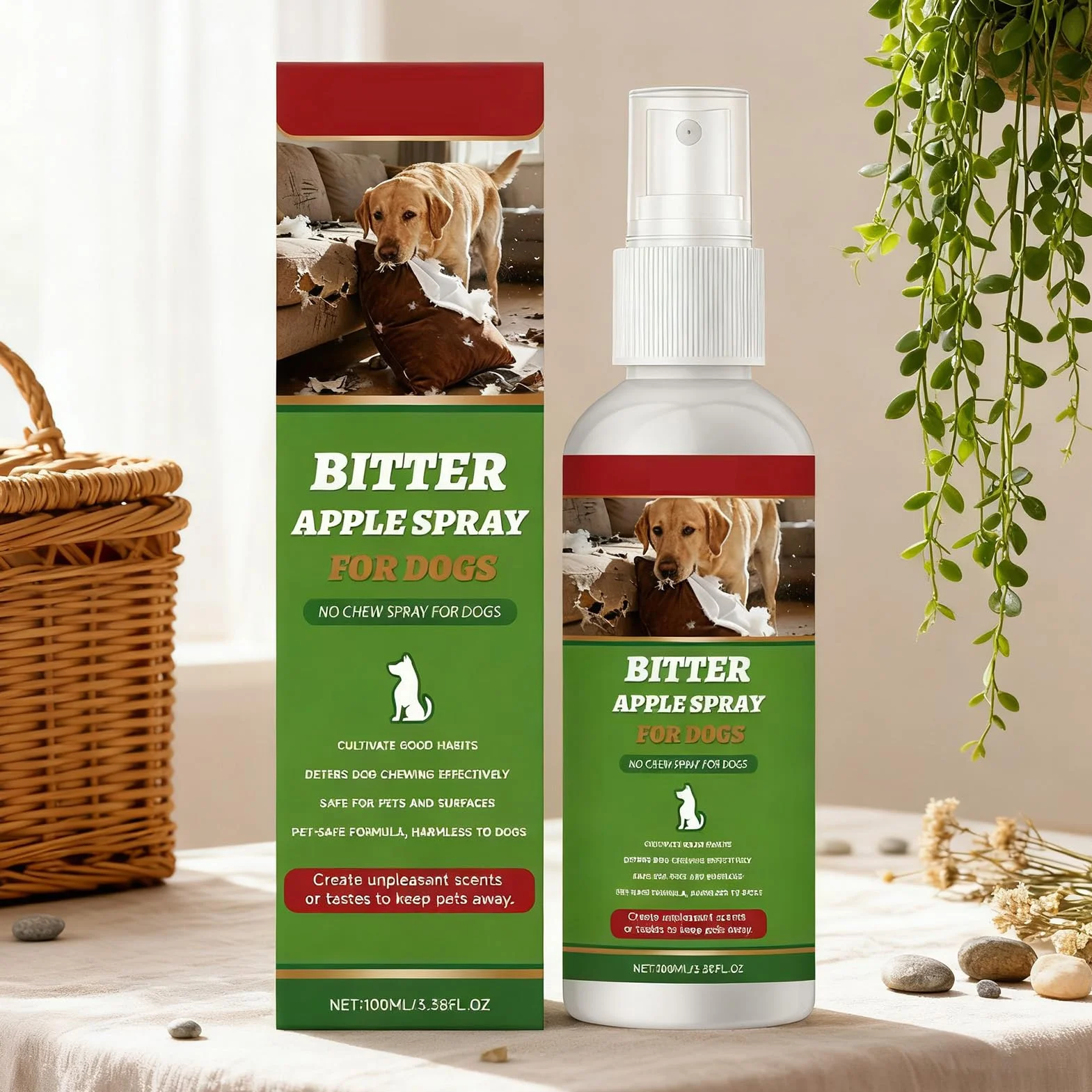 Bitter Spray Mastication Naturelle 100 ML Correcteur de comportement pour Meubles Tapis Terrasse