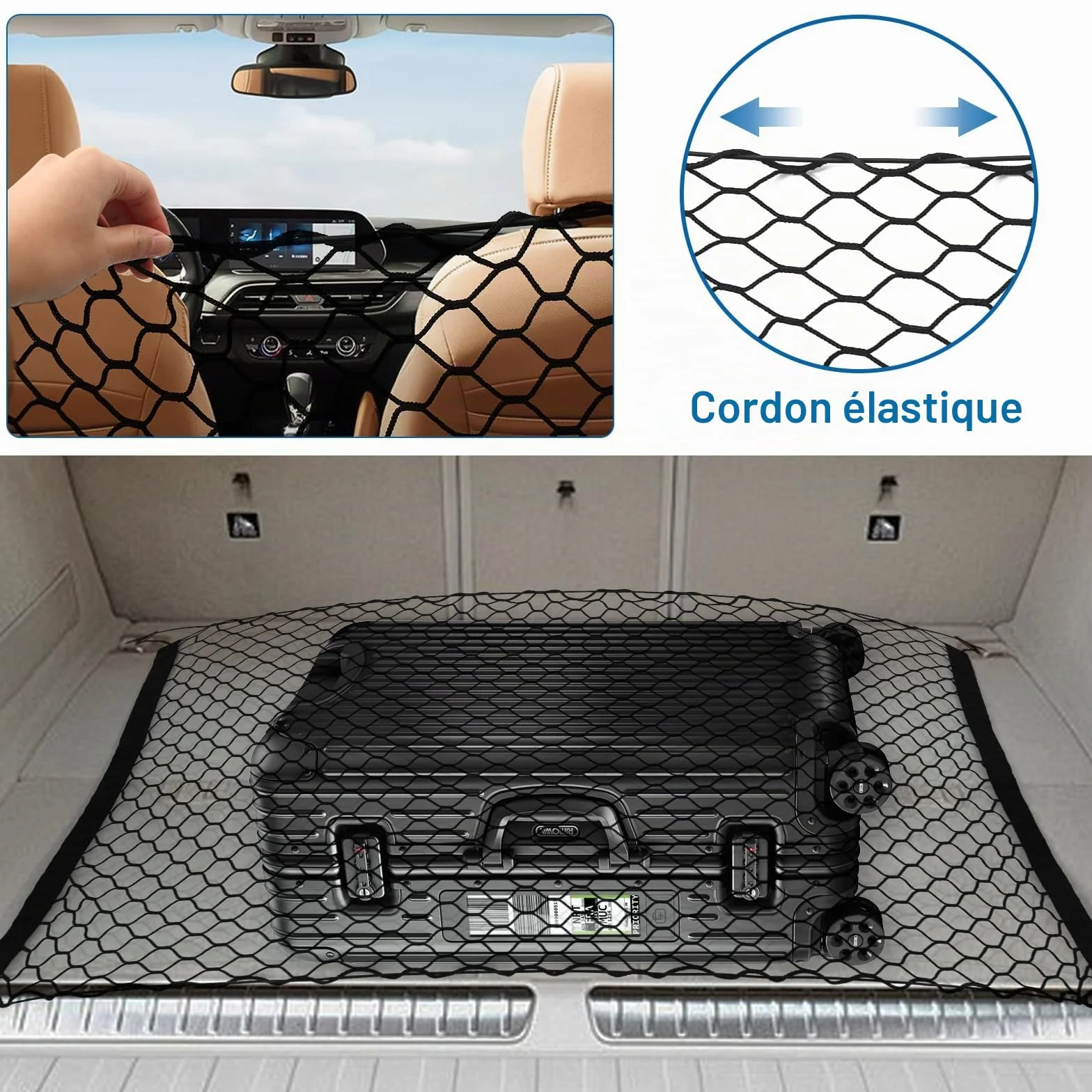 Filet Voiture pour Chien 120x70cm Grille Séparation Siège Arrière Camions SUV Berlines