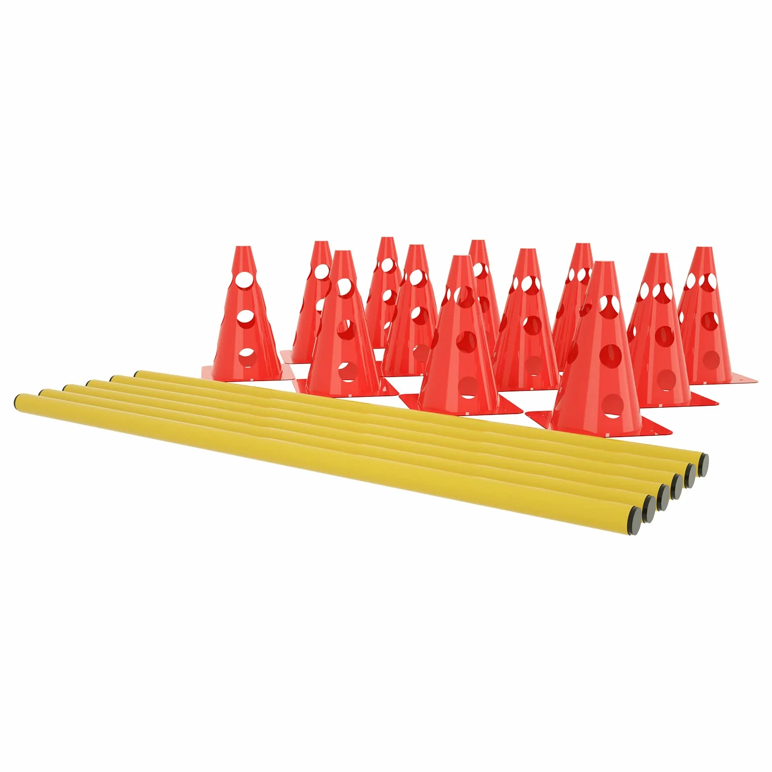 Lot de 6 obstacles d'agility pour chiens avec 12 cônes et 6 barres réglables 32 x 100 cm
