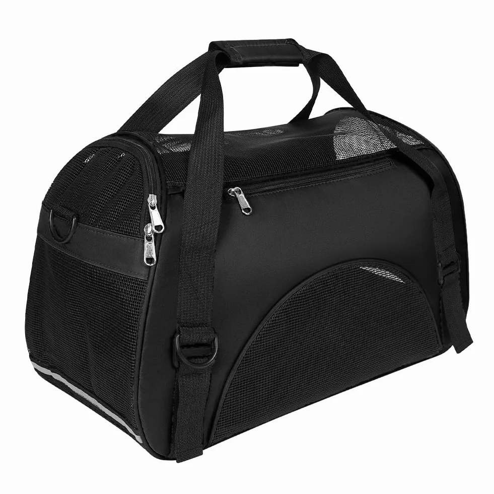 Sac de Transport Souple pour Animal de Compagnie Cage de Transport Chat Chien Respirant Sac de Voyage Portable avec Bandoulière Réglable Pliable