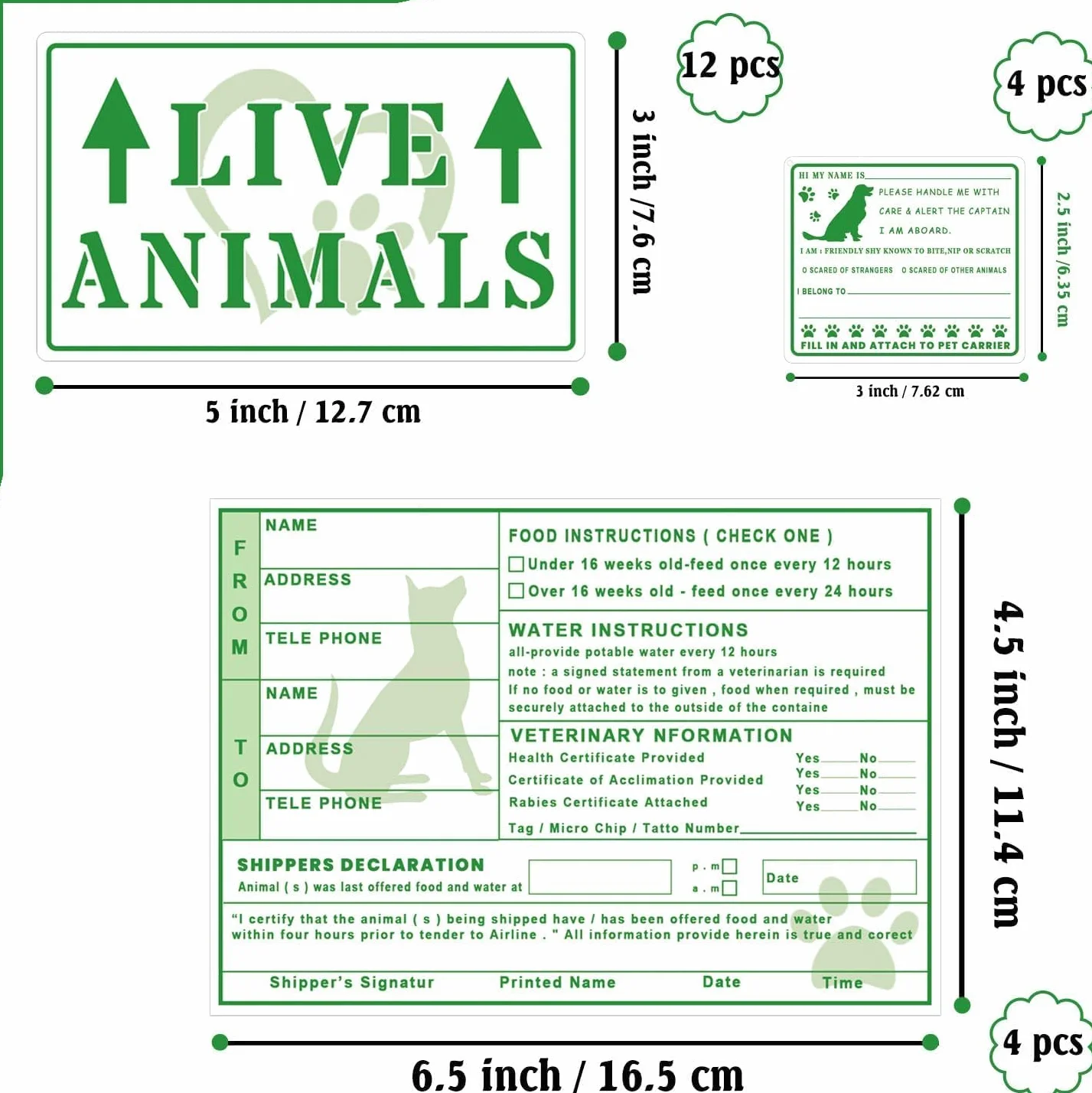 Live Animals Stickers with Arrow for Air Cargo Crate Shipping Handling Instruction Labels