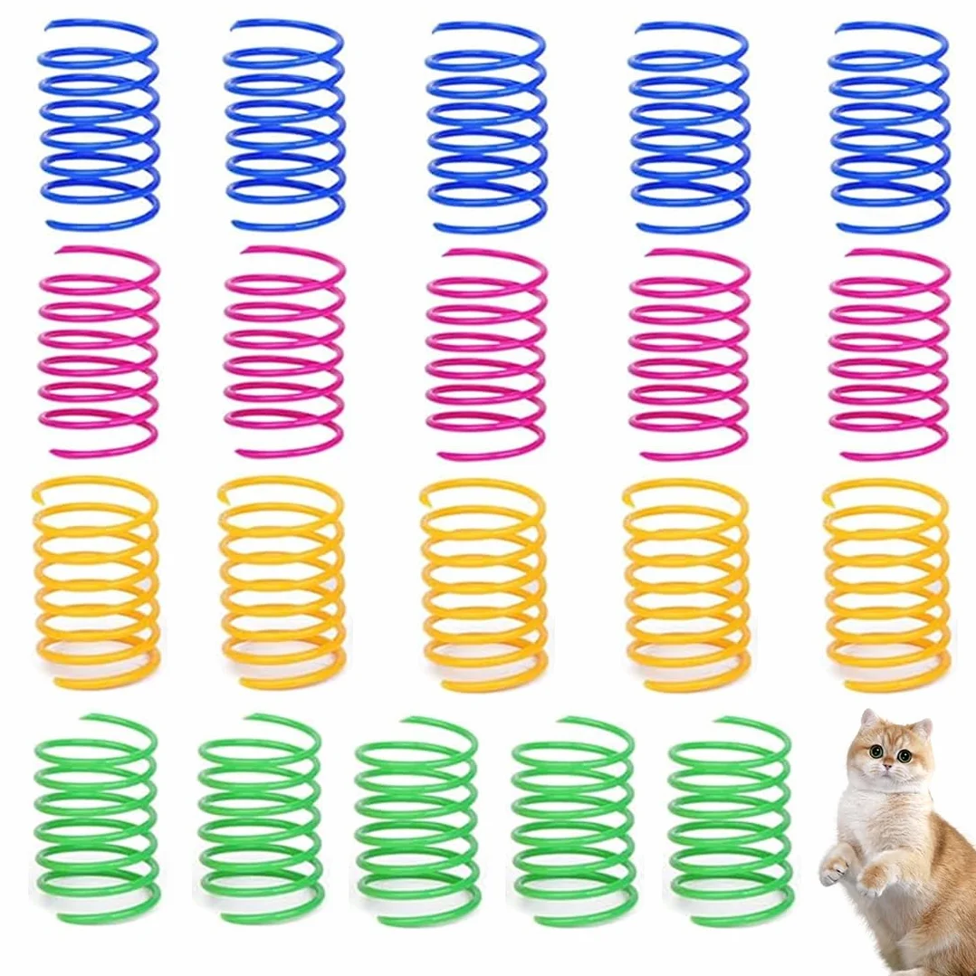 Jouet à Spirale pour Chat en Plastique Pliable, Jouet Coloré à Ressorts pour Animaux de Compagnie