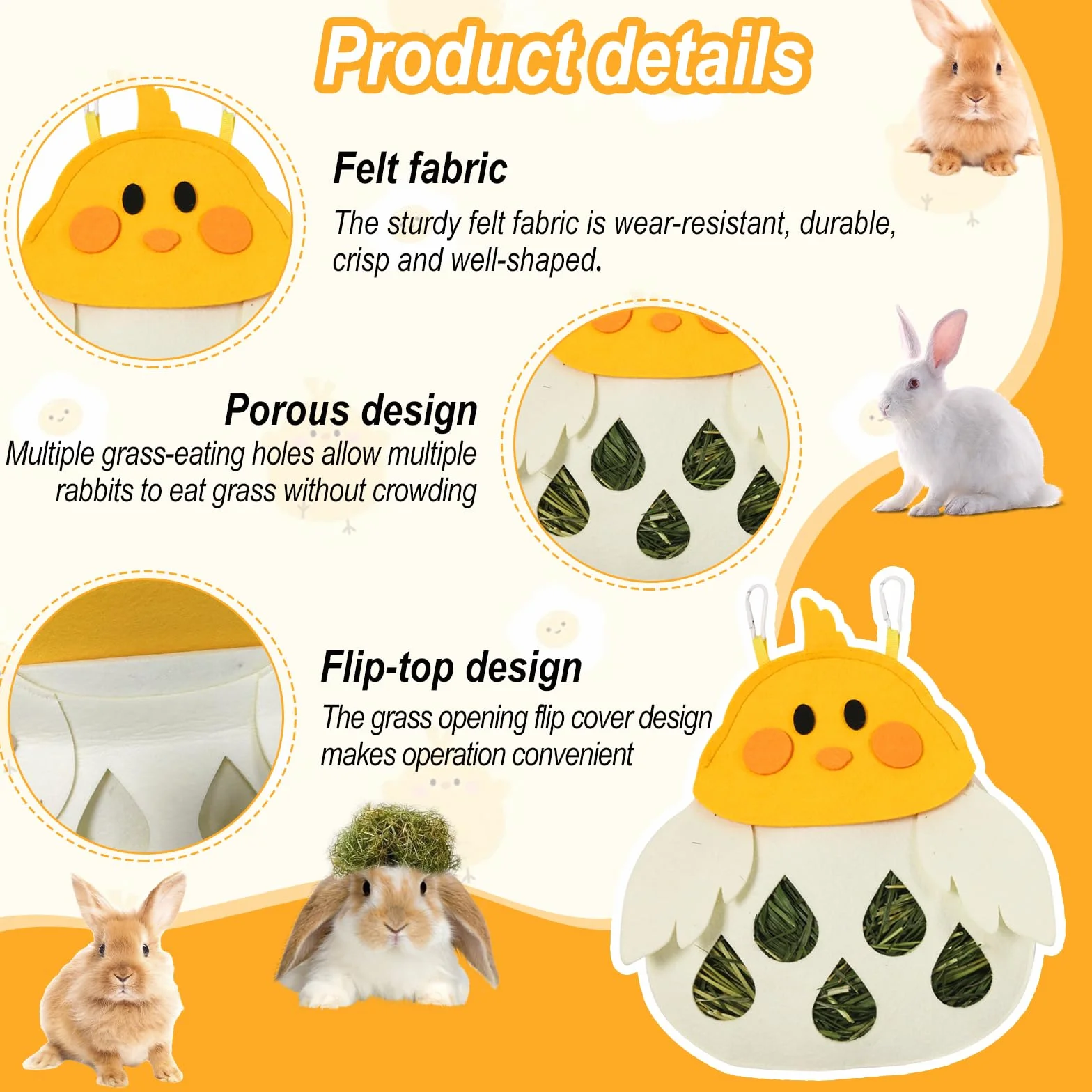 Ratelier Foin Lapin FainFun Sac a Foin Cochon d'Inde Pochon 2 Poutres Accessoire