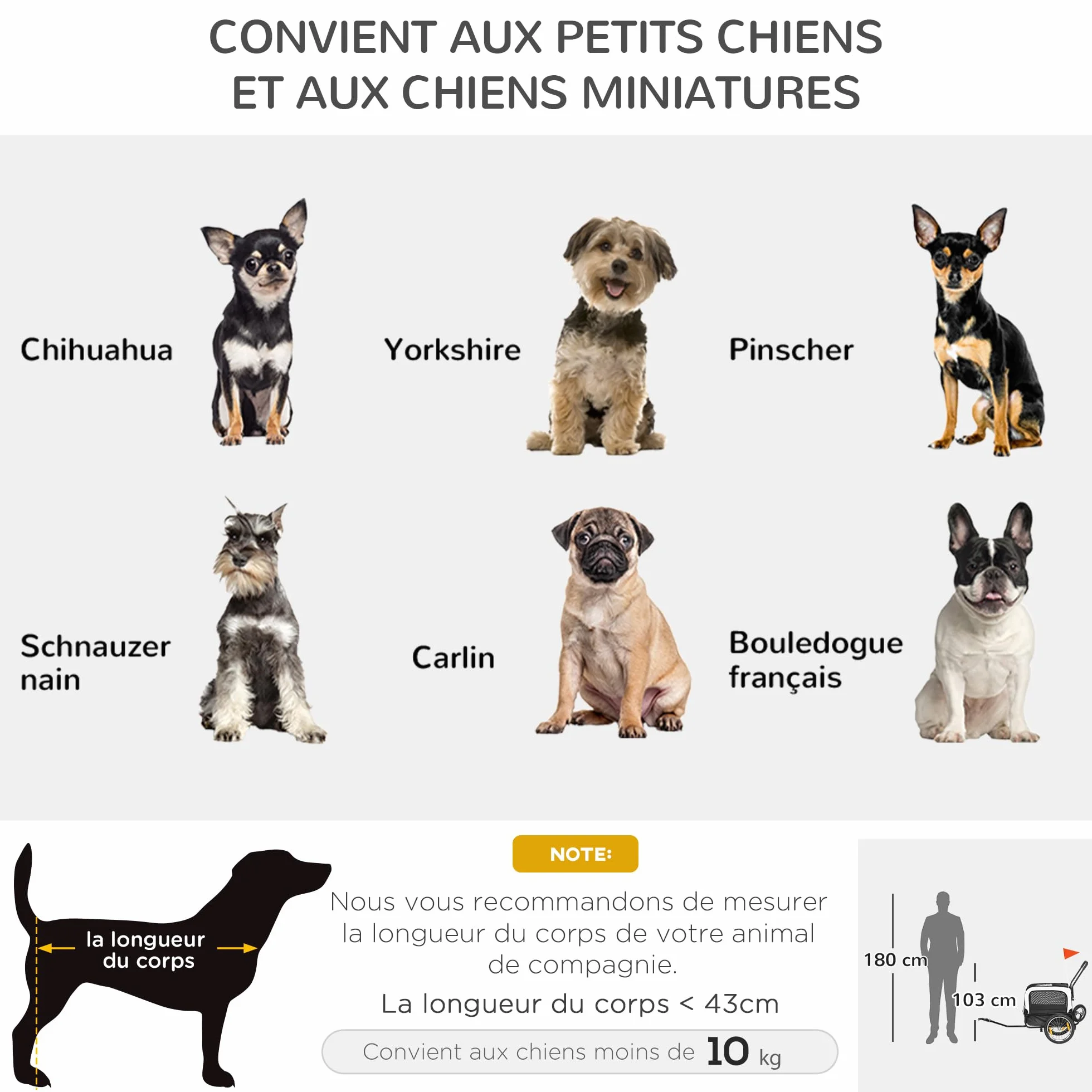 PawHut Remorque vélo Jogger 2 en 1 pour Animaux de Compagnie, remorque à vélo pour Chien, Noir
