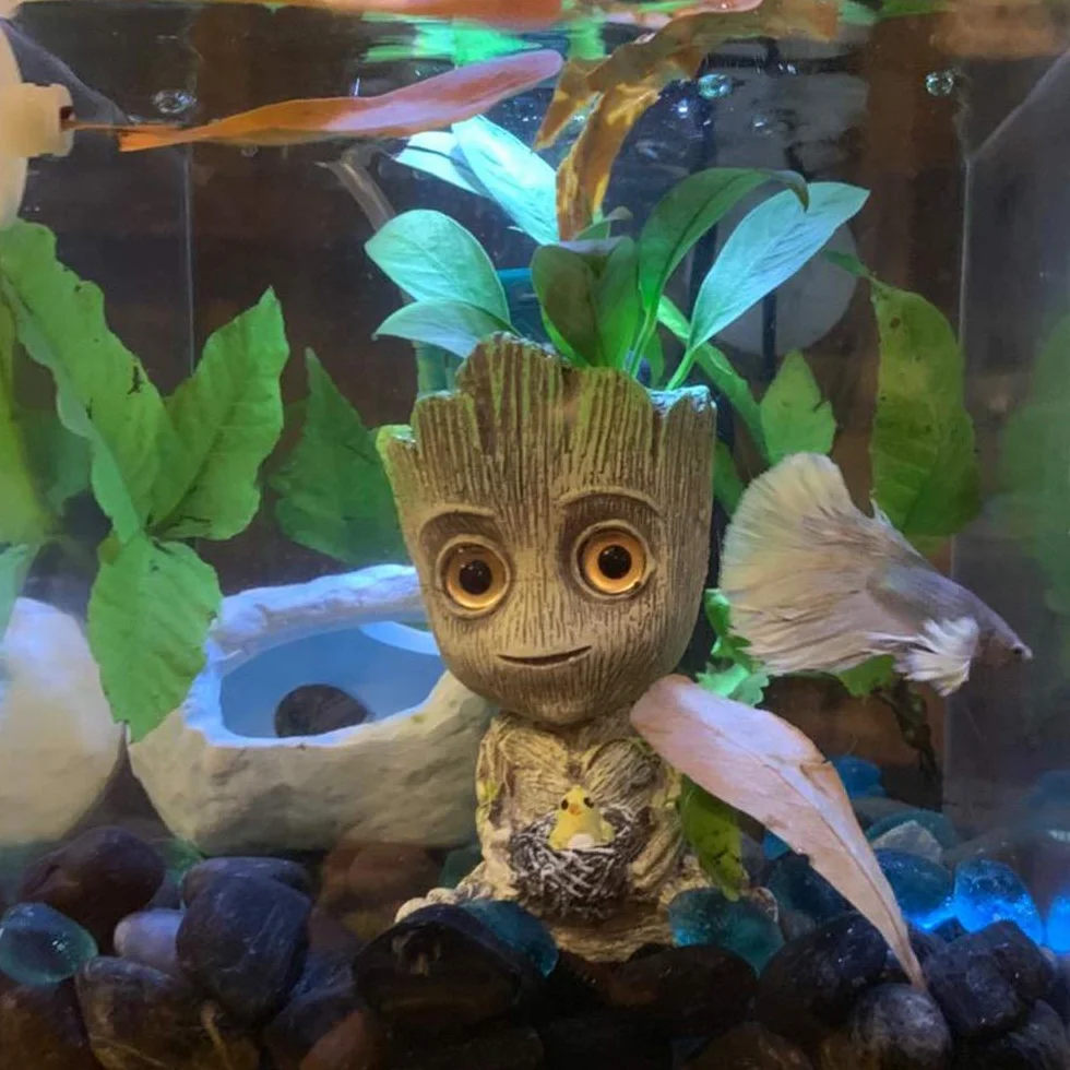 SLOCME Décoration d'aquarium en résine avec pompe à oxygène et pierre à bulles d'air
