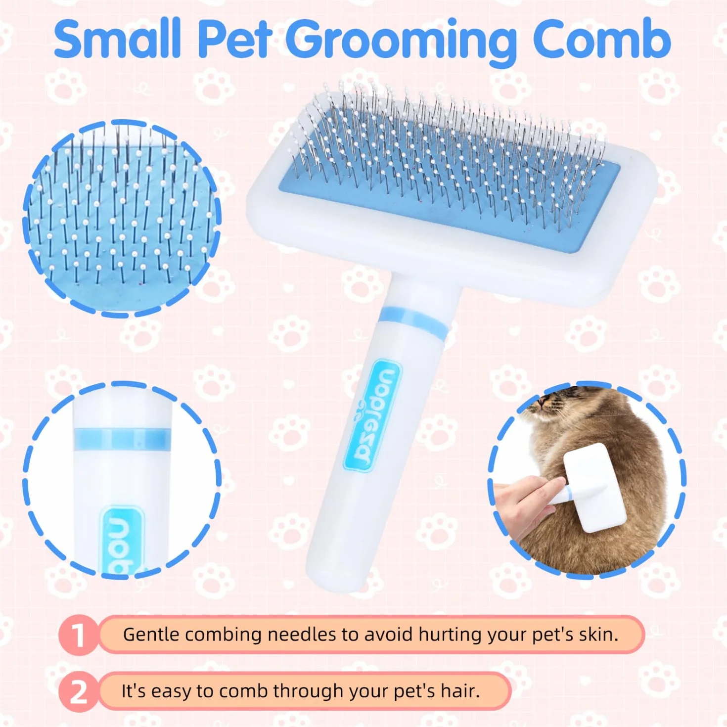 Nobleza Kit de Toilettage pour Petits Animaux 6 Pièces Brosse à Raclette Gant de Bain Peigne Hamster Bleu