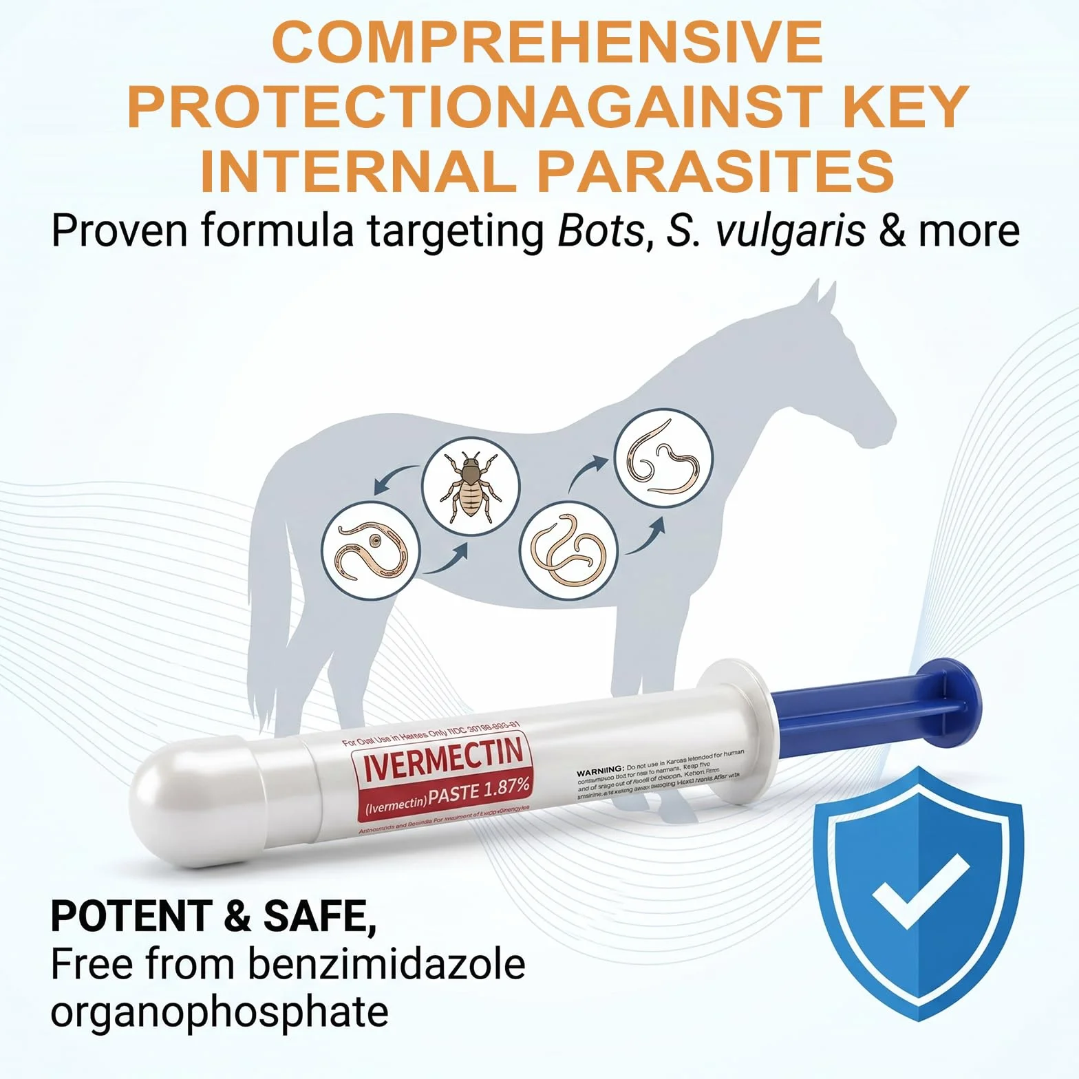 Lot de 6 gels pour chevaux 1,87 % goût pomme pour chevaux jusqu'à 567 kg - Gel simple pour tous les âges