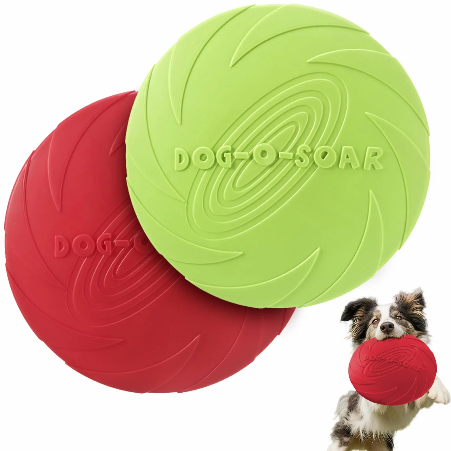 Freesbee pour Chien 18 Cm Caoutchouc Naturel Lot De 2 Frisbee Dressage (Rouge Et Vert)