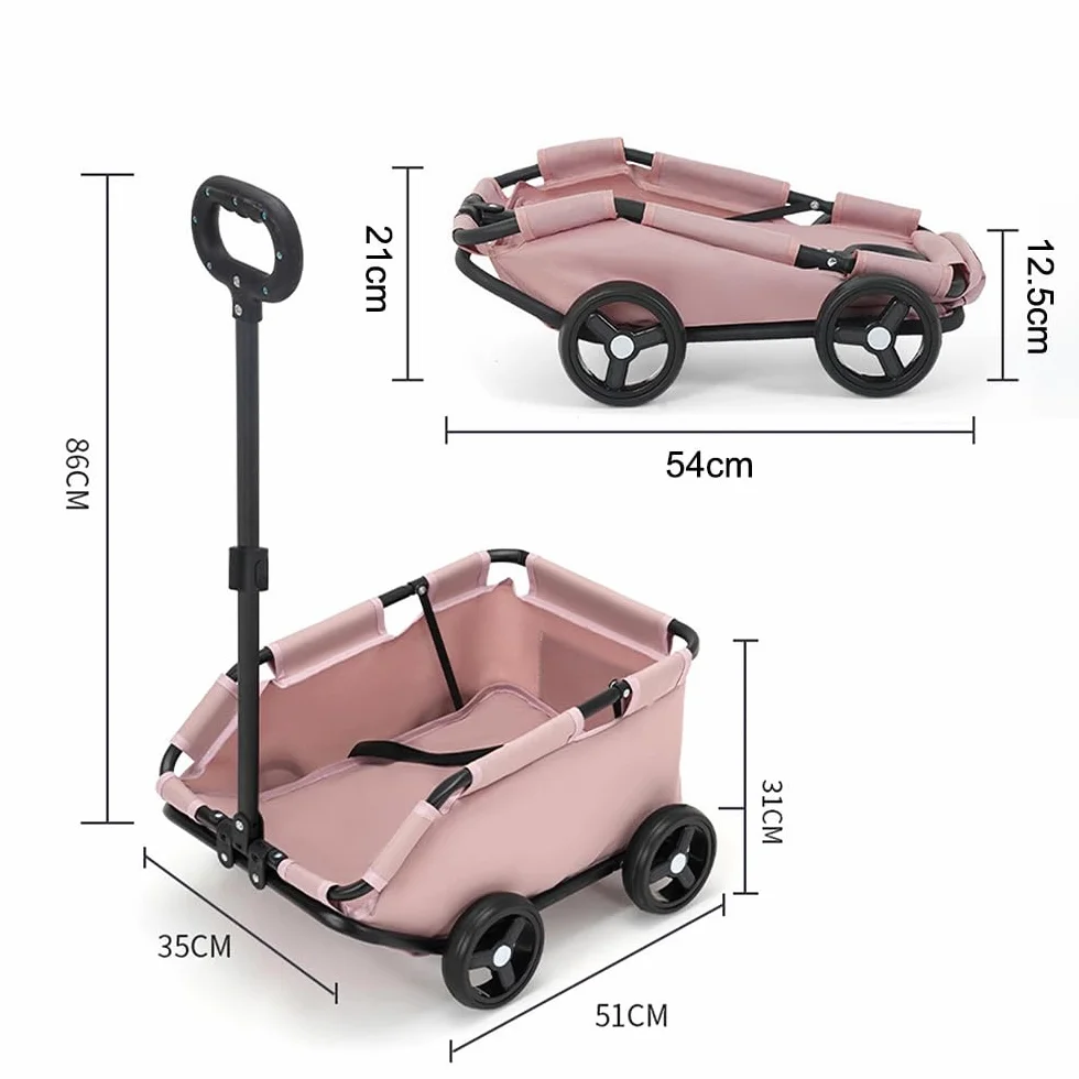 OHMG Poussette pour chien pliable 4 roues chariot coussin lavable 10 kg design ouvert