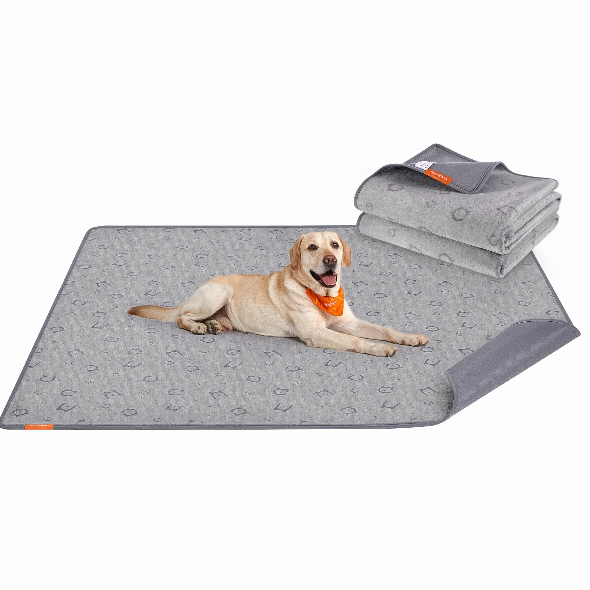 Feandrea Tapis Absorbant Lavable pour Chien, 2 Paquets, Réutilisable, 183 x 183 cm, XXL, Tapis Éducateur pour Animaux, Anti-Fuite, Antidérapant, pour Chiens, Chats, Lapins, Gris Tourterelle PTD005G01