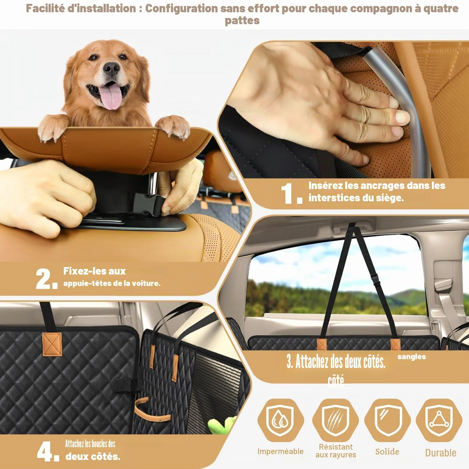 Housse Voiture Chien Lekeinchi Base Rigide Résistant Aux Rayures Imperméable Noir