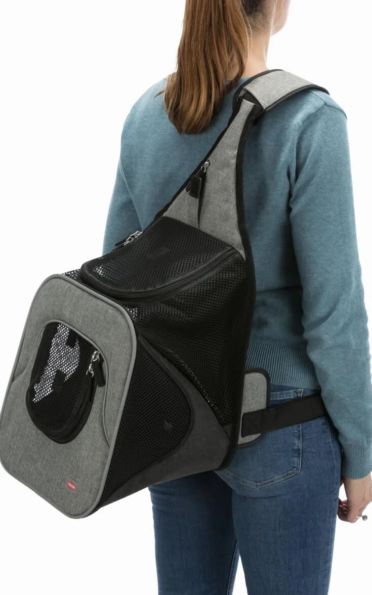 TRIXIE Sac ventral Savina en Nylon Noir/gris 30 × 33 × 26 cm