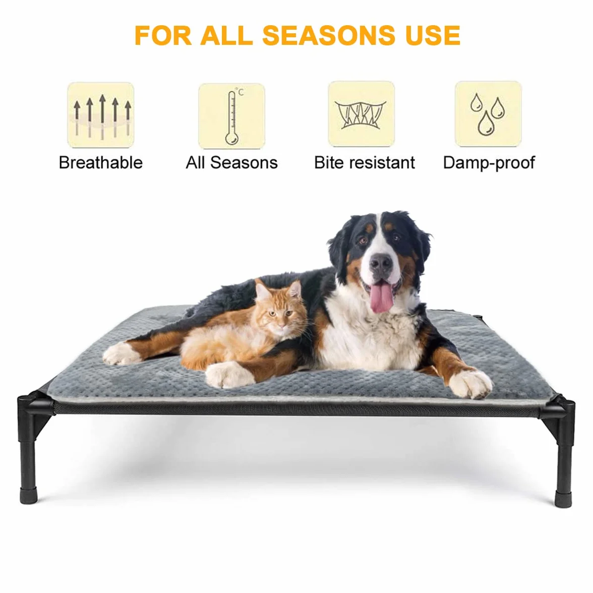 Tapis pour Chiens Réversible Matelas Doux Confortable Coussin de Voyage Lavable Gris 50x40cm