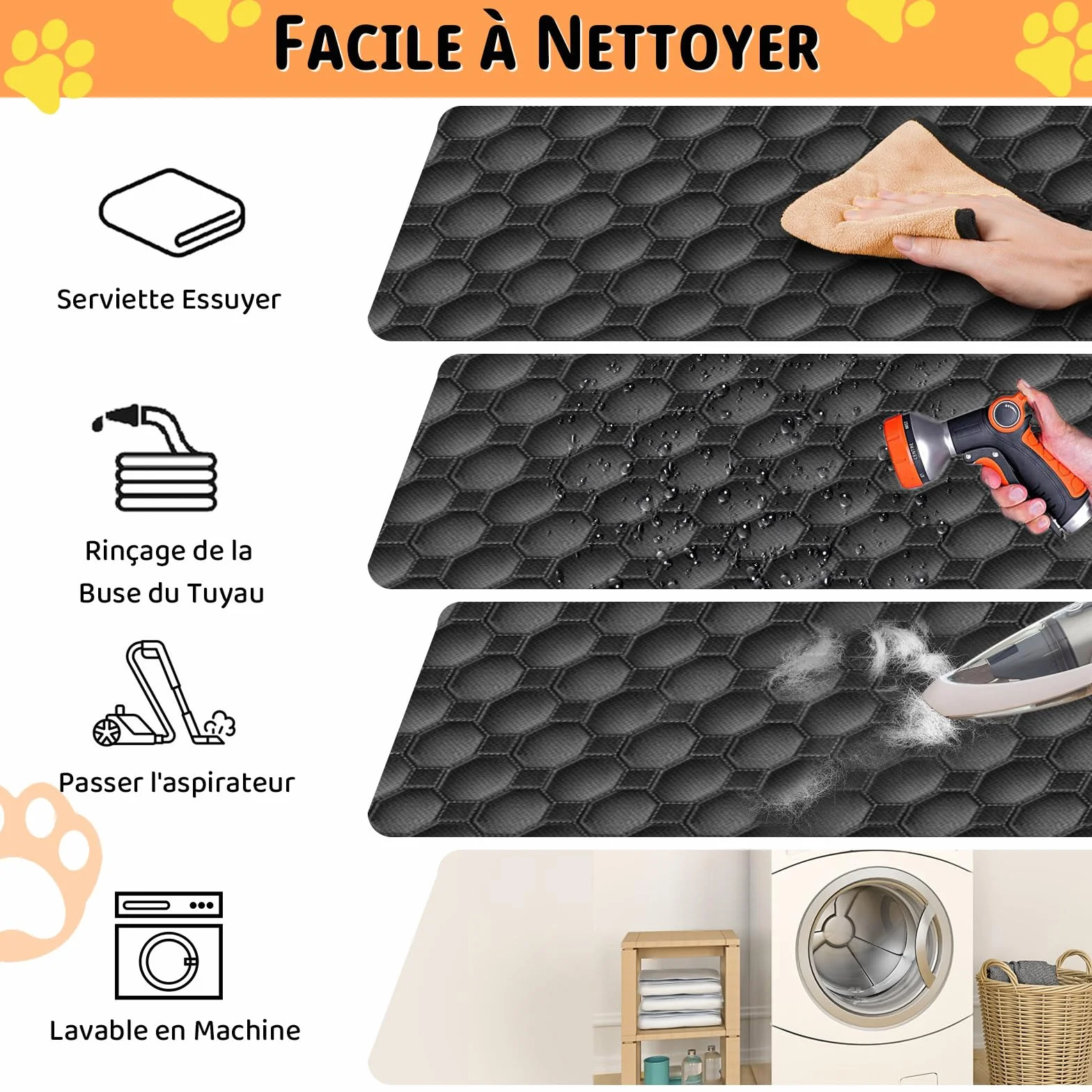 Taygeer Housses de Siège d'auto pour Chien Imperméable 145 x 136 cm Noir