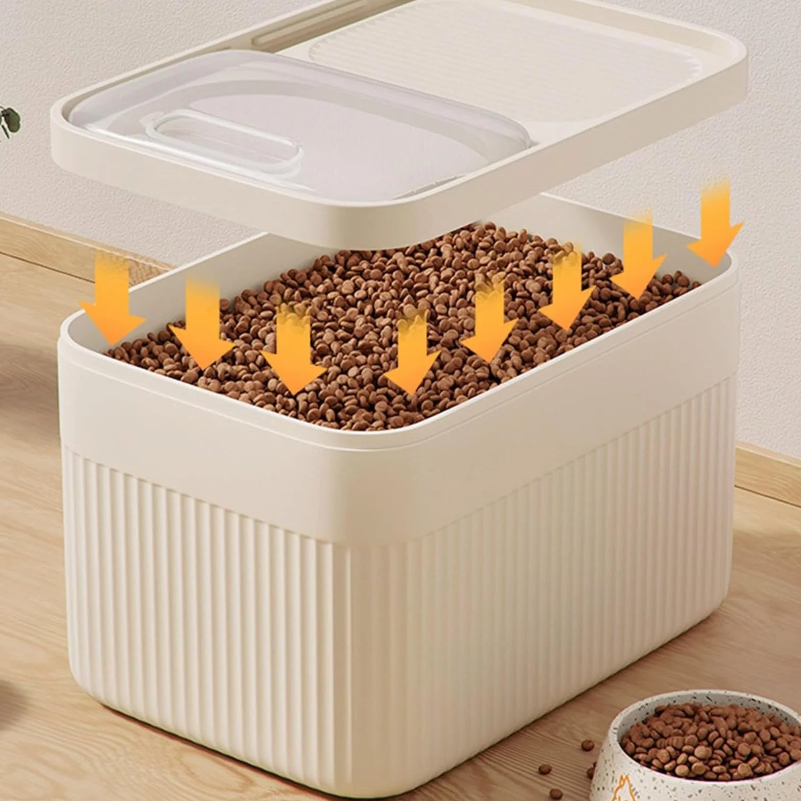 Boite Pour Animaux En Plastique,Capacité 8Kg, Rangement HerméTique Anti-Odeurs, Conteneur Croquettes Chien Et Chats,Pour Aliments, Nourriture Animaux De Compagnie,31X22.3X21CM