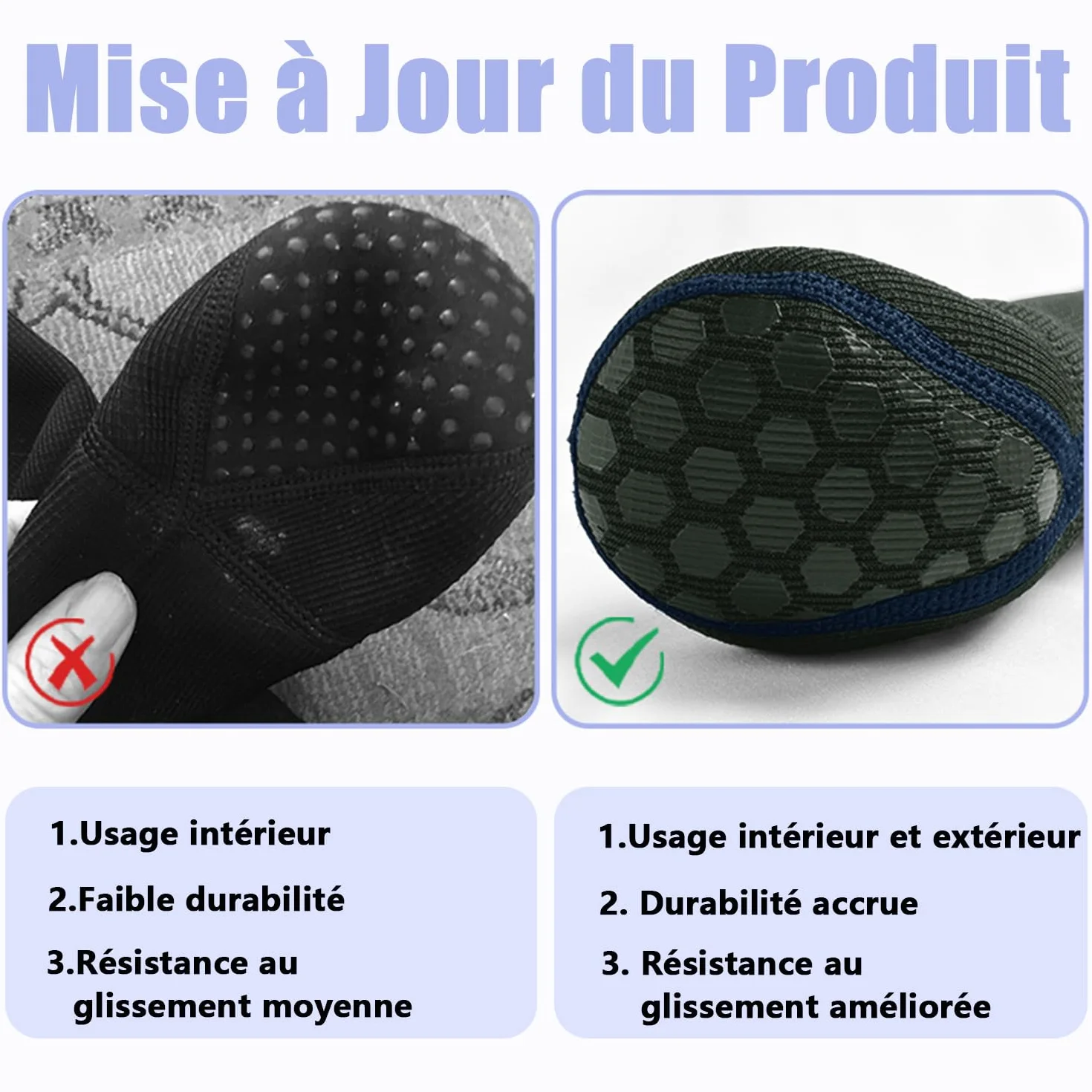 COODEO Chaussettes pour Chien, Bottes de Soin & Protecteurs de Pattes Anti-dérapants, Chaussures étanches (Gris, 3XL_Gauche)