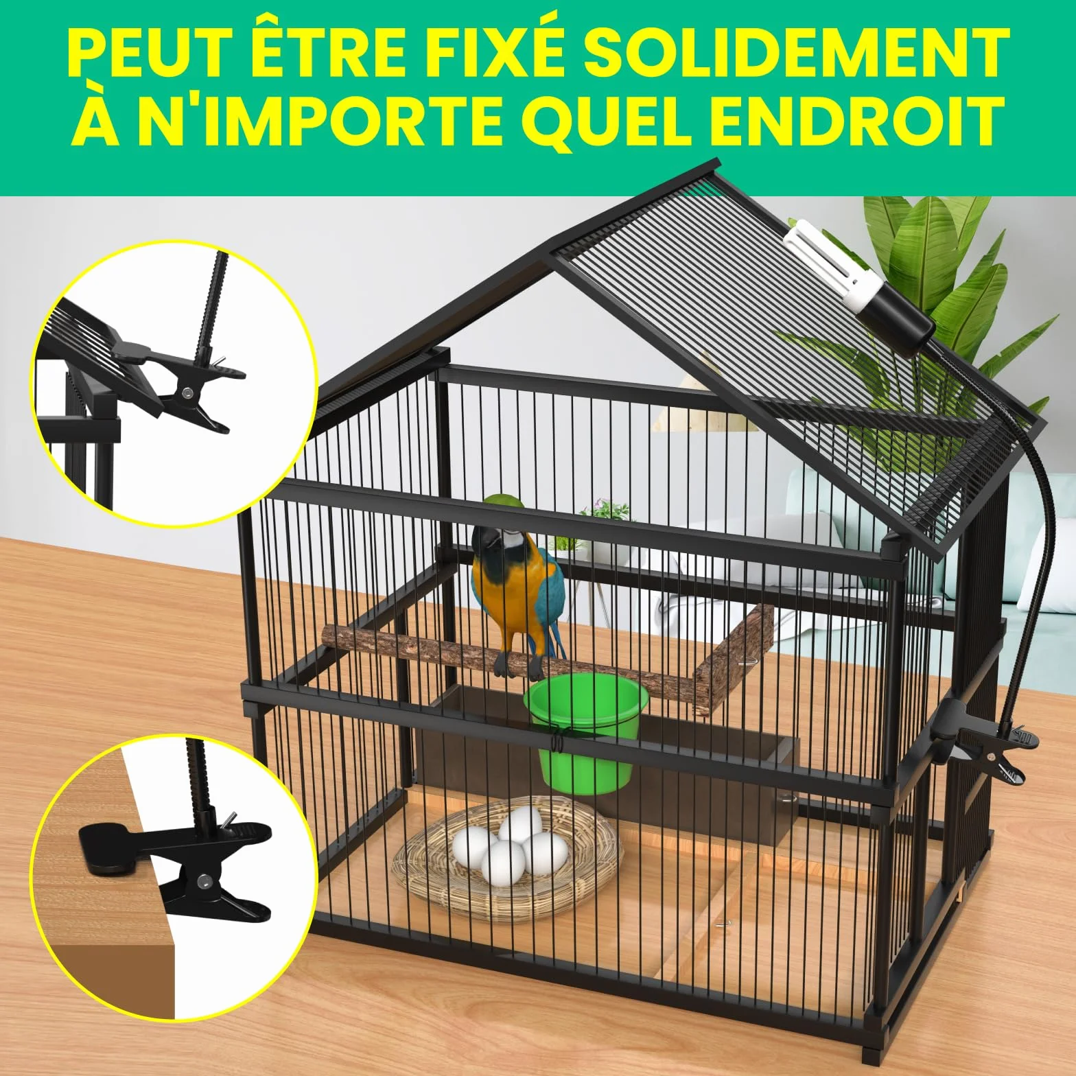 GlowUp UVB 2.4 Kit Complet d'éclairage pour Oiseaux, Lampe à Pince E27 20W