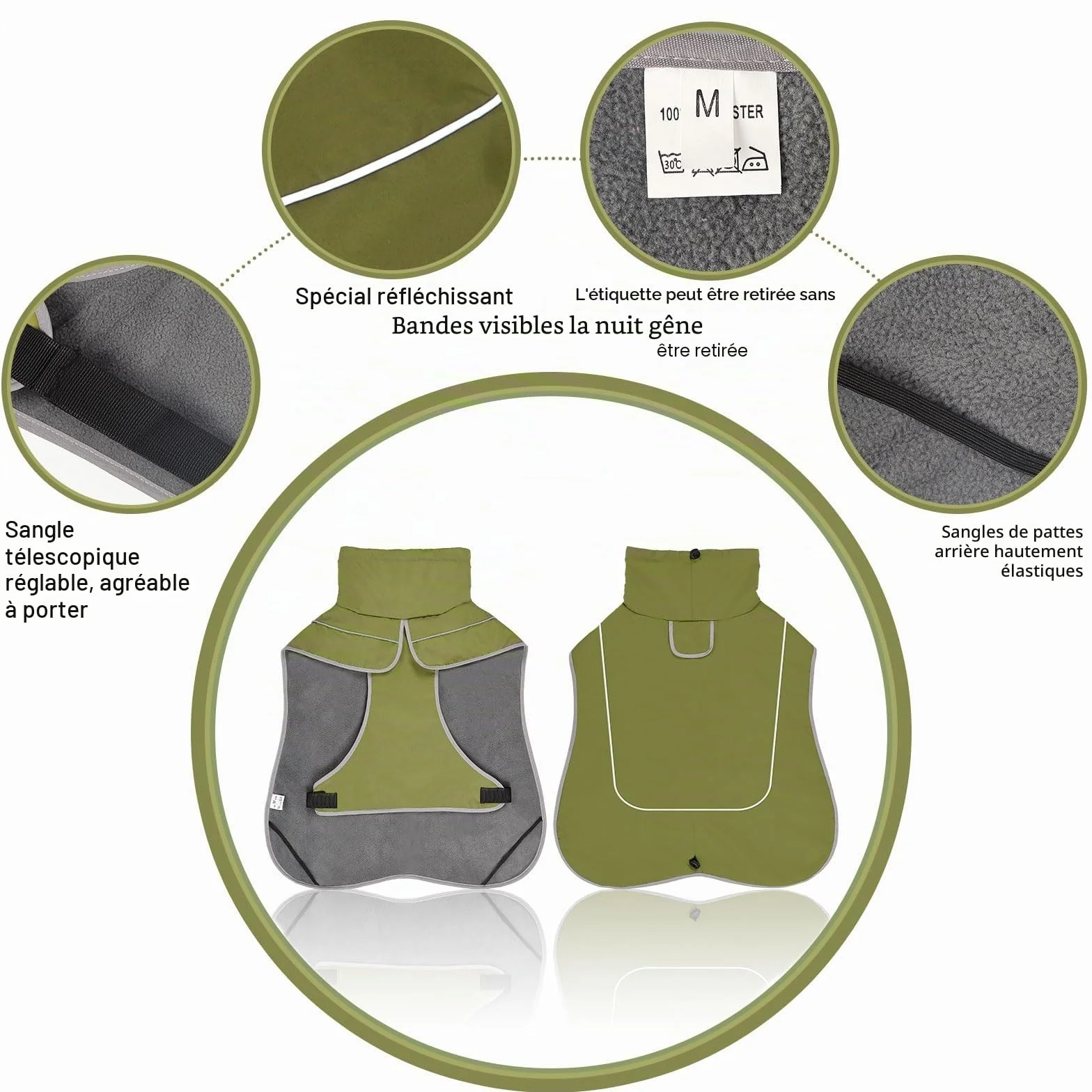 Imperméable Manteau Chien Hiver - Manteau Réfléchissante Ajustable pour Chien - Protection Confortable pour Activités Extérieures (L)