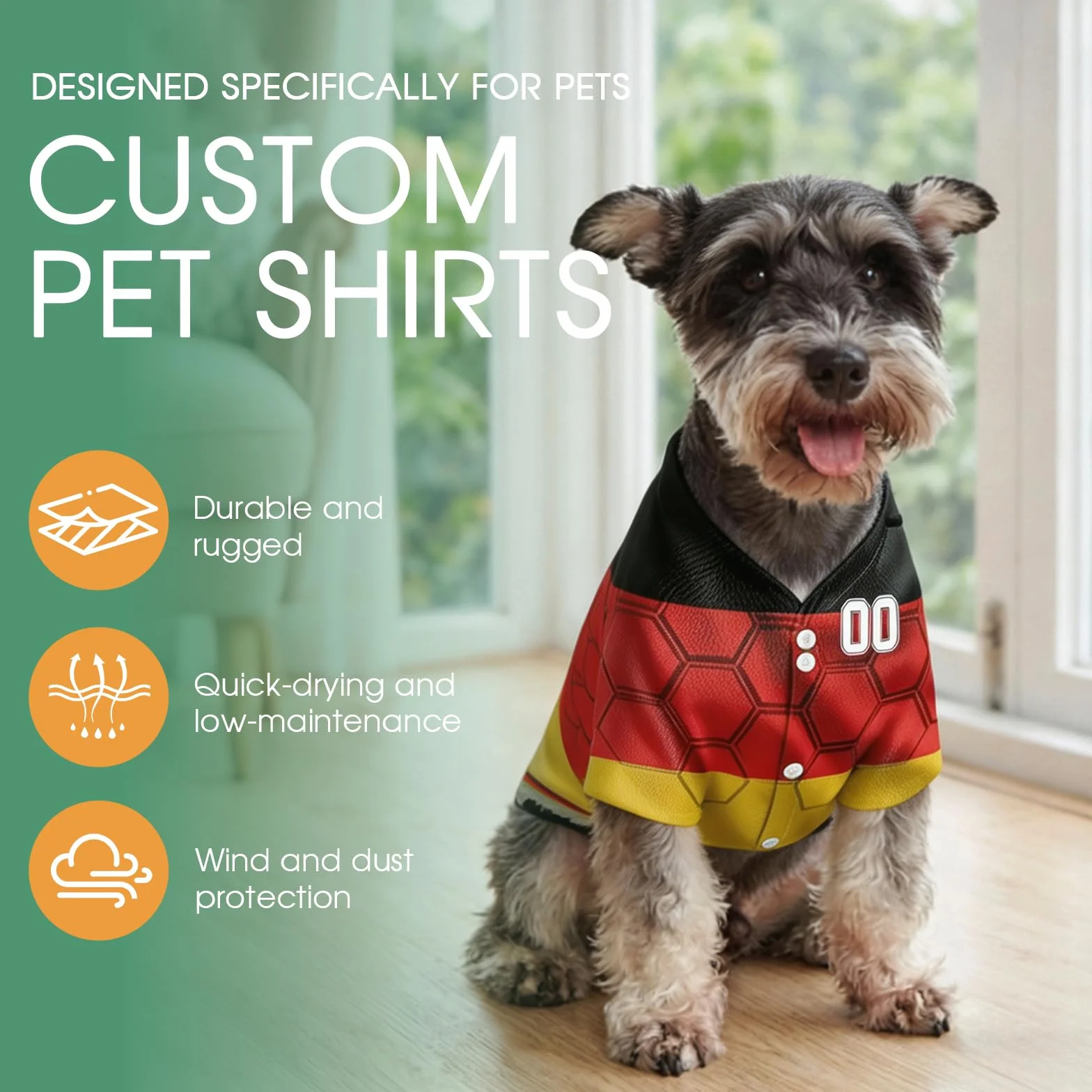 Maillot de Foot Personnalisé Coupe du Monde 2026 pour Chien, Col V, Tricolore