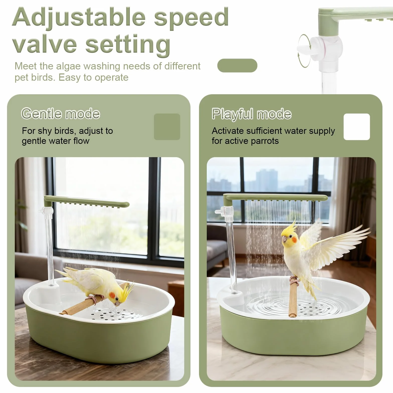 Baignoire automatique pour oiseaux avec débit d'eau réglable, abreuvoir USB 26 sorties