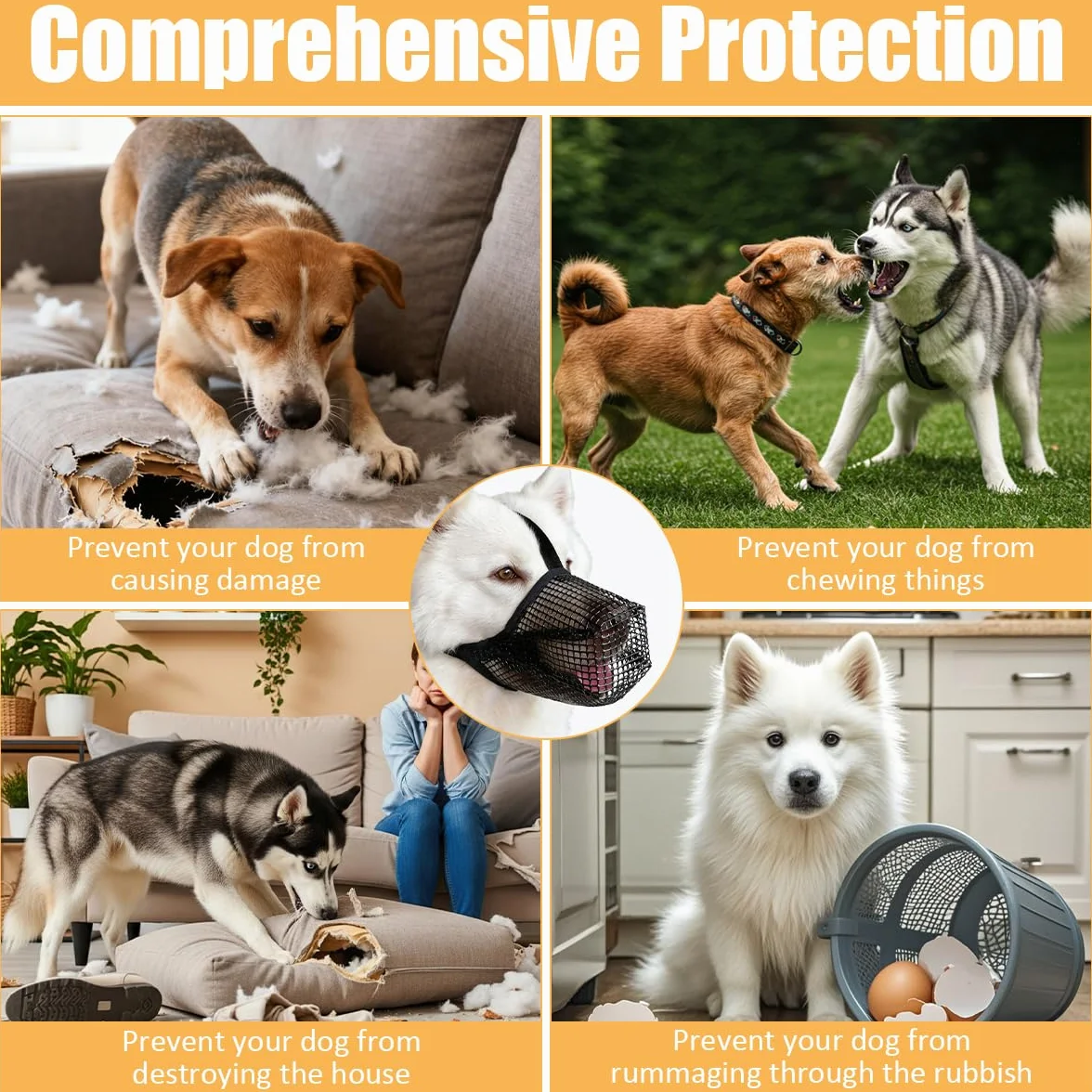 Muselière Chien, Musoliaire Chien, Muselières pour Chiens Anti-Grignotage, Muselières pour Chiens, Respirante et Réglables, pour Chienss Moyens et Grands (M, Noir)