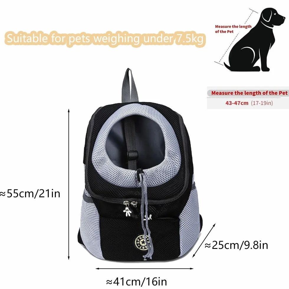 Sac à Dos Chien Porte Chien Ventral 7,5 kg Transport pour Chiens et Chats Pliable Ajustable Respirante
