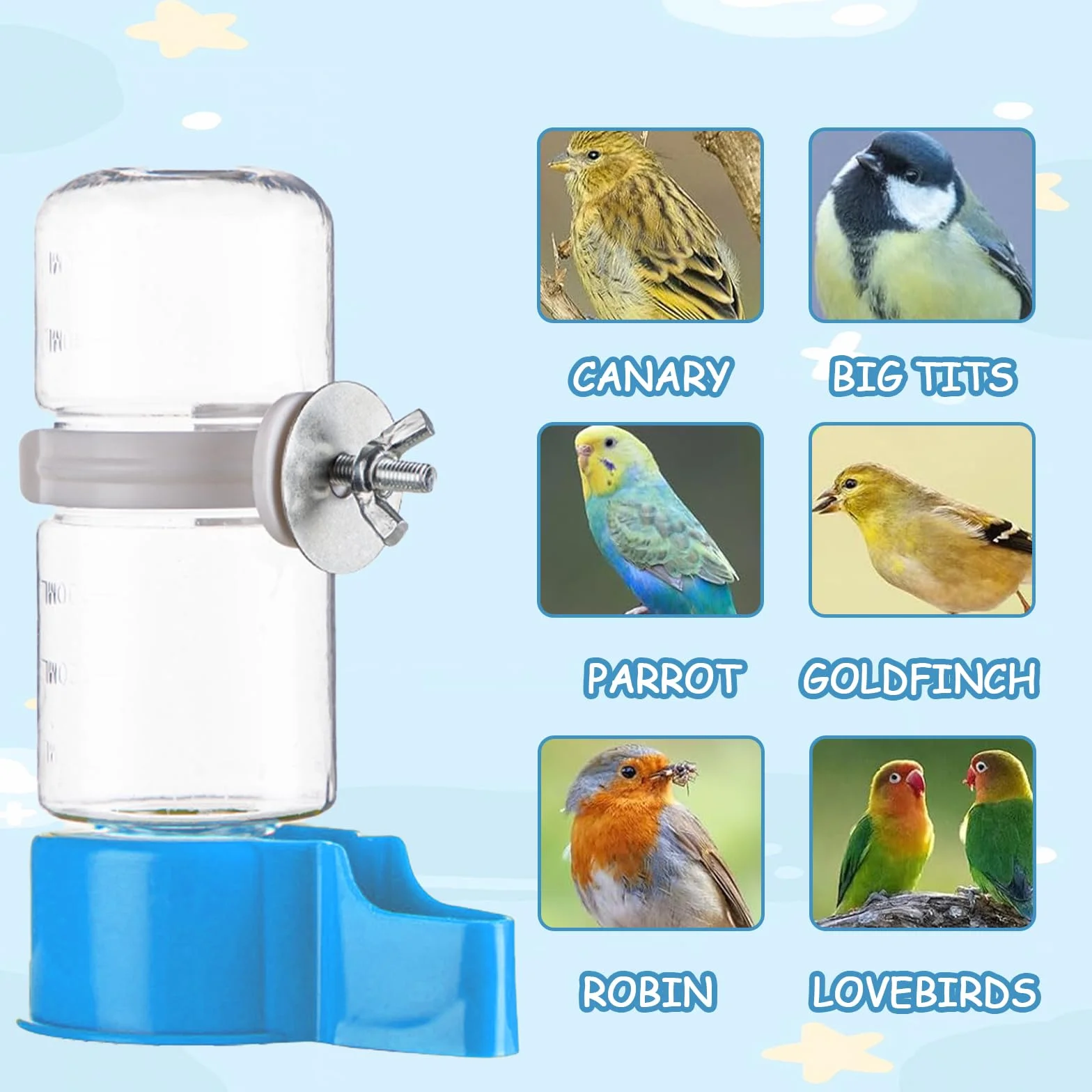 Lot de 3 abreuvoirs pour oiseaux - Distributeur d'eau automatique pour cage - 140 ml