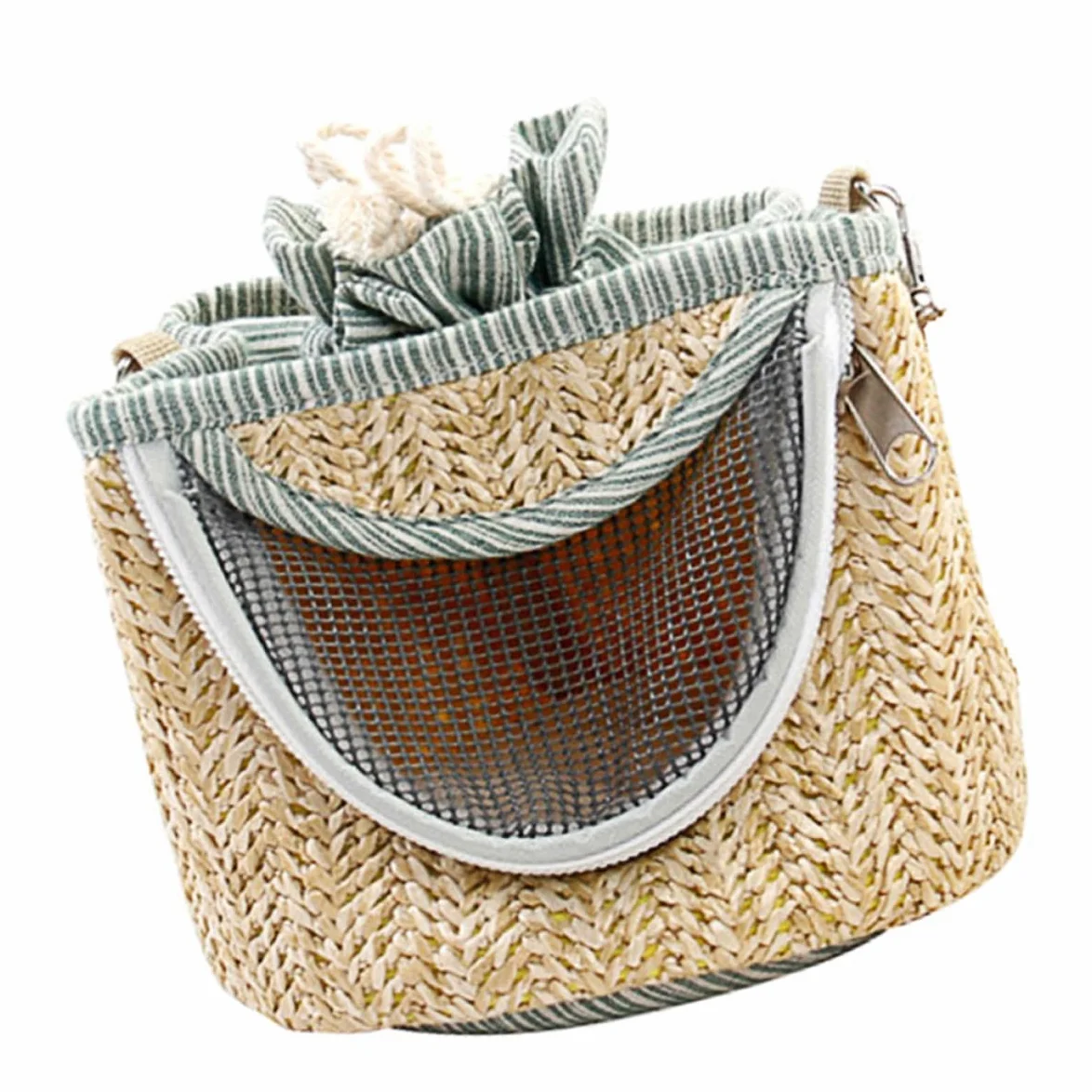 Garneck Transport Paquet pour Petits Animaux avec Fermeture Éclair en Paille Flanelle et Maille