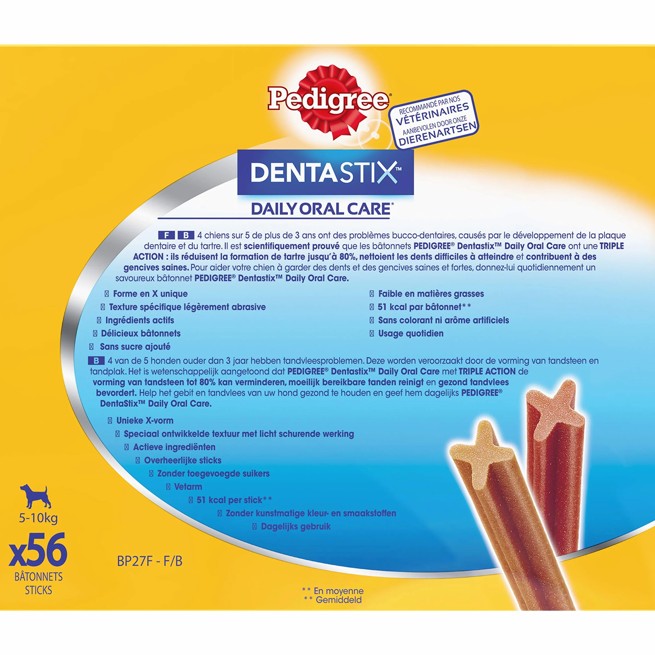 Pedigree Dentastix Friandises pour petit chien 56 bâtonnets hygiène bucco-dentaire 880 g