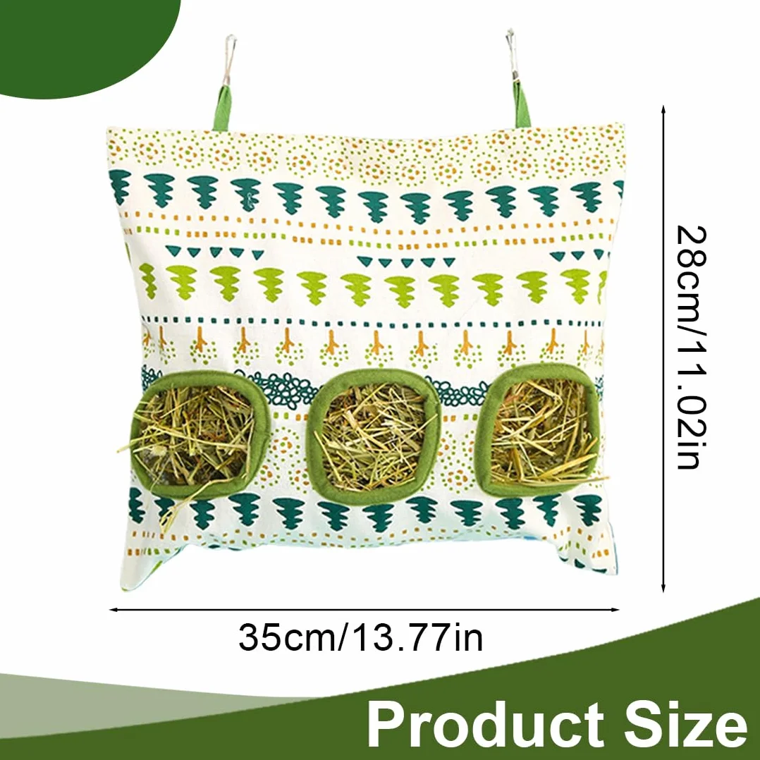 Sac à Foin Suspendu Râtelier Foin Lapin Filet à Foin 3 Trous pour Cochon d'Inde Chinchilla Hamster Petits Animaux
