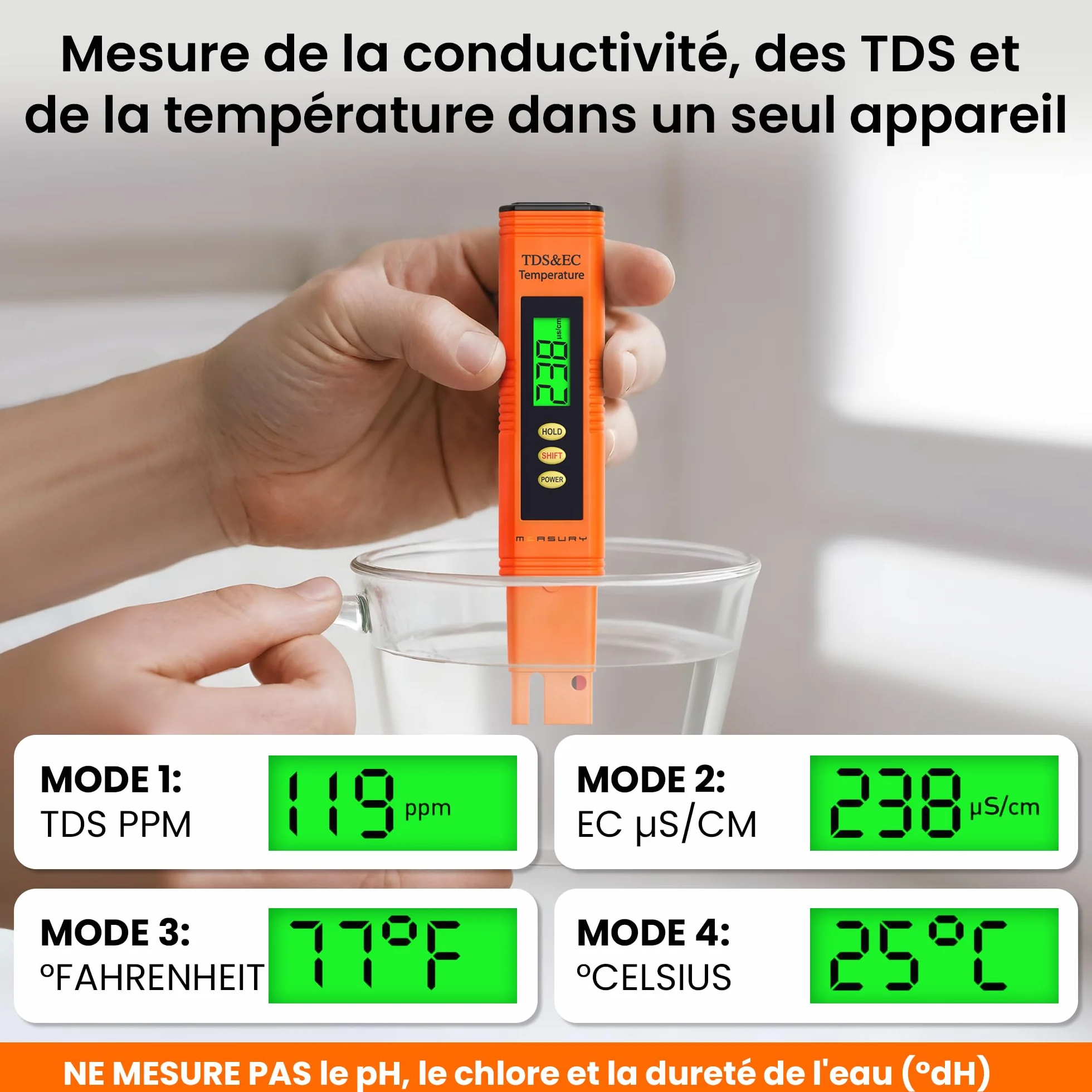 Measury Testeur TDS EC Conductimetre Eau Aquarium Piscine Potable